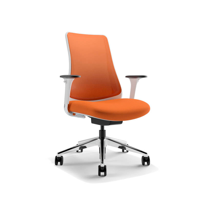 Ergonomic Genie Mesh Mid Back Task Chair with Seat Slider, Adjustable Arms & Aluminum Base - Perfect for Office, Home Workspace & Gaming Setup