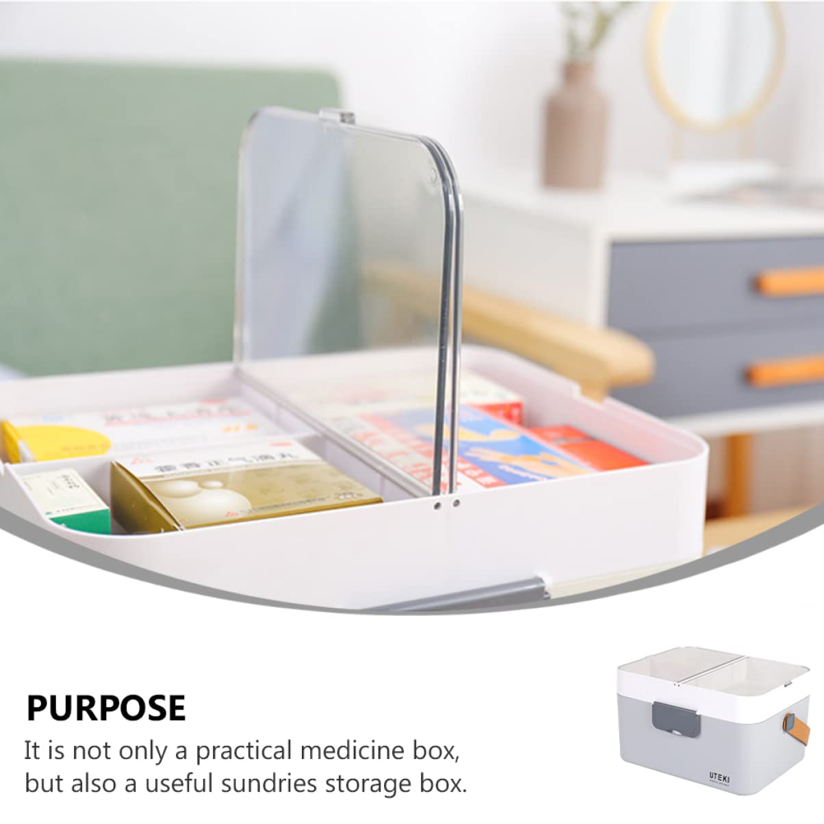 DOITOOL Double Layer Makeup Storage Box - Portable Travel Cosmetic Organizer for Family, Tablet & Beauty Tools - Perfect for Home, Travel & Outdoor Use