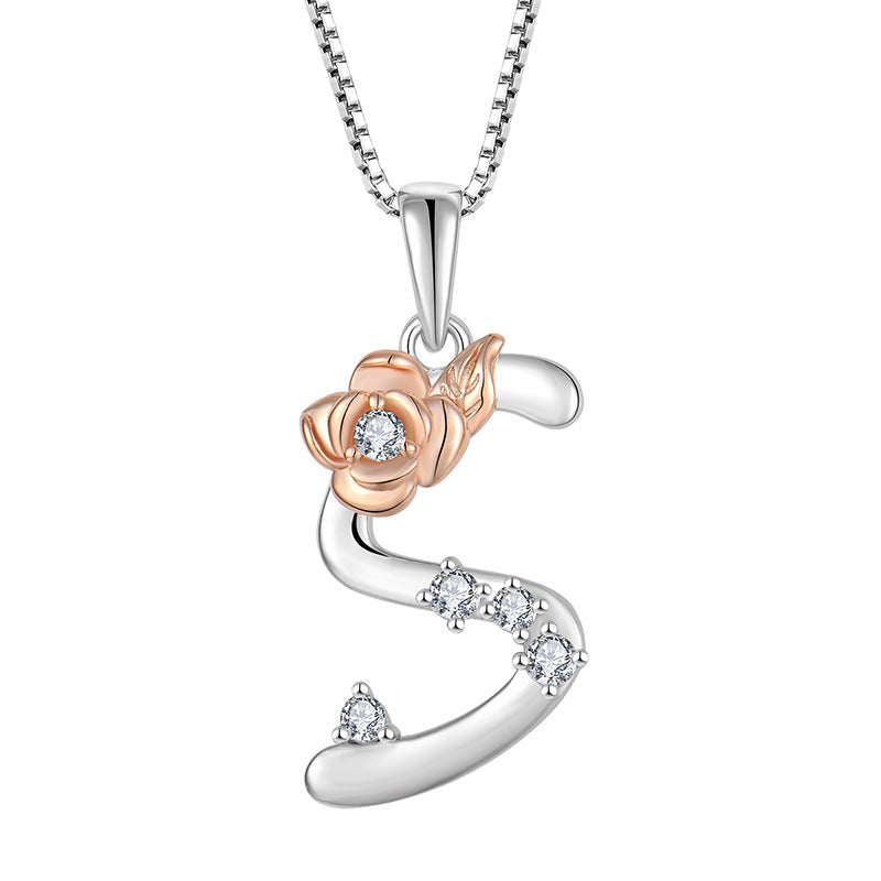 925 Sterling Silver Necklace for Women - Personalized Initial Pendant with Zircon - Elegant Collarbone Chain Jewelry Gift for Her - Perfect for Birthdays, Anniversaries and Special Occasions