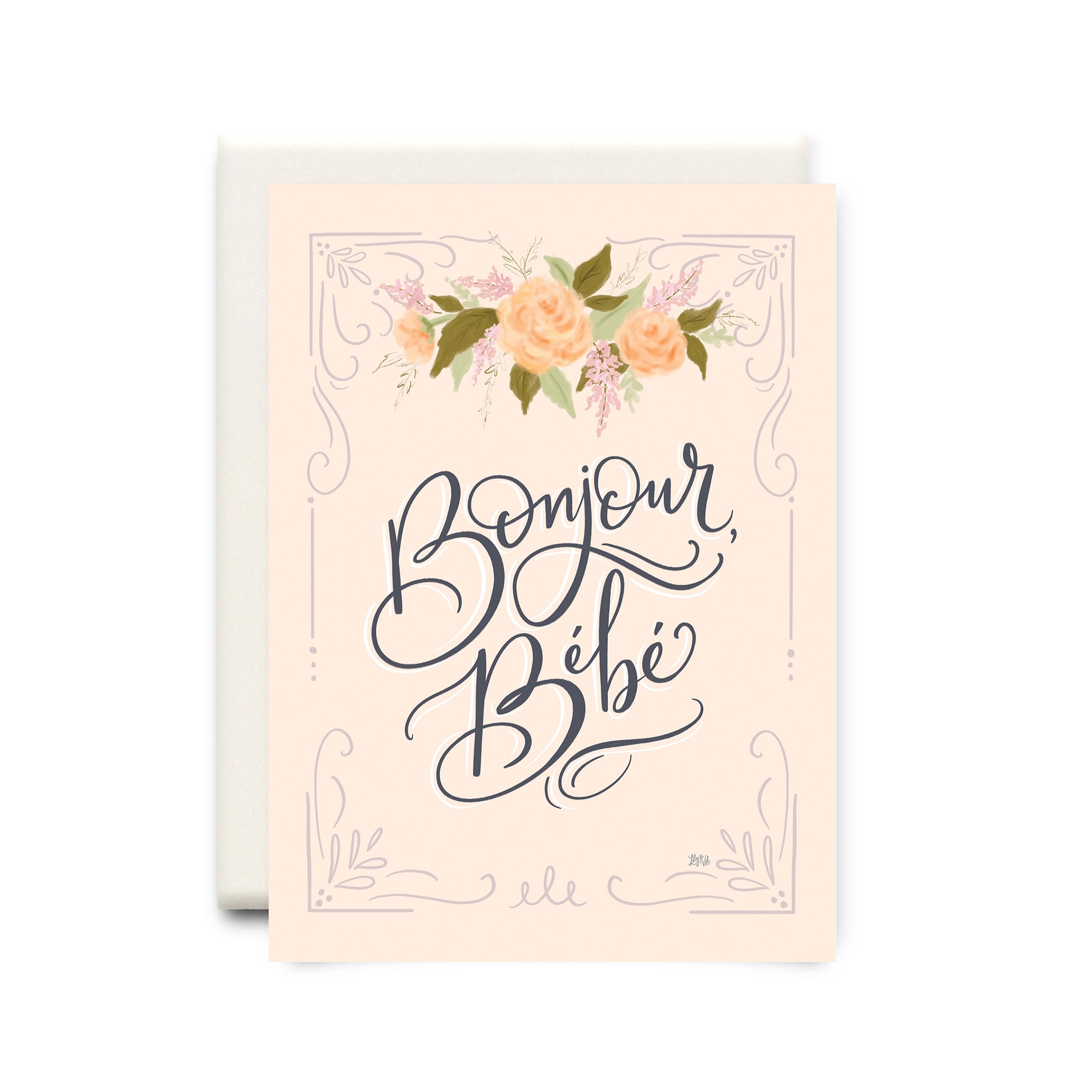Bonjour Bebe New Baby Greeting Card - Adorable French-Themed Congratulations Card for Newborns, Baby Showers & Welcoming New Parents - Perfect for Birth Announcements & First Birthday Celebrations