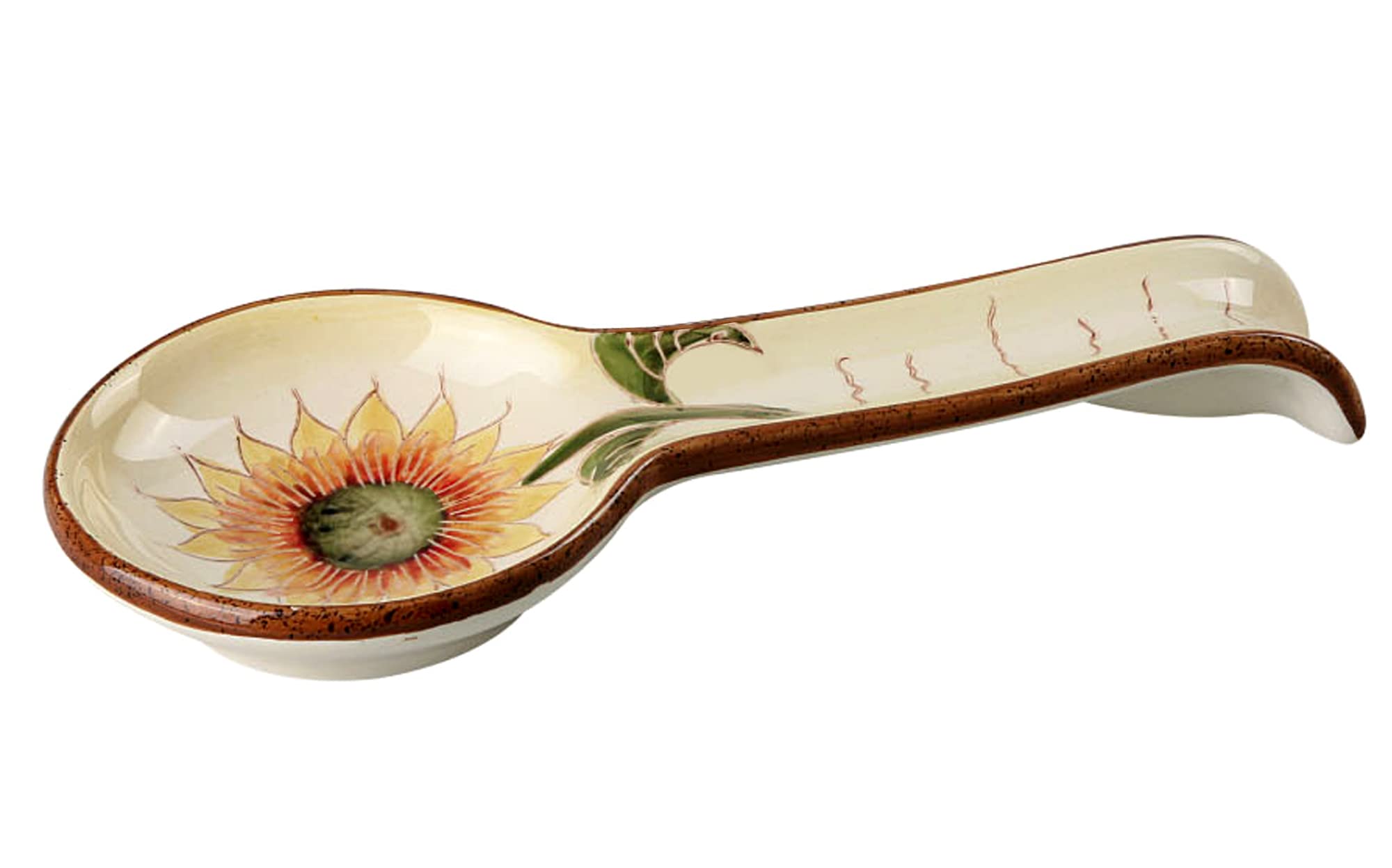 Colorful Ceramic Spoon Rest for Countertop - Modern Farmhouse Kitchen Decor with Floral Design | Perfect for Cooking, Baking & Kitchen Organization