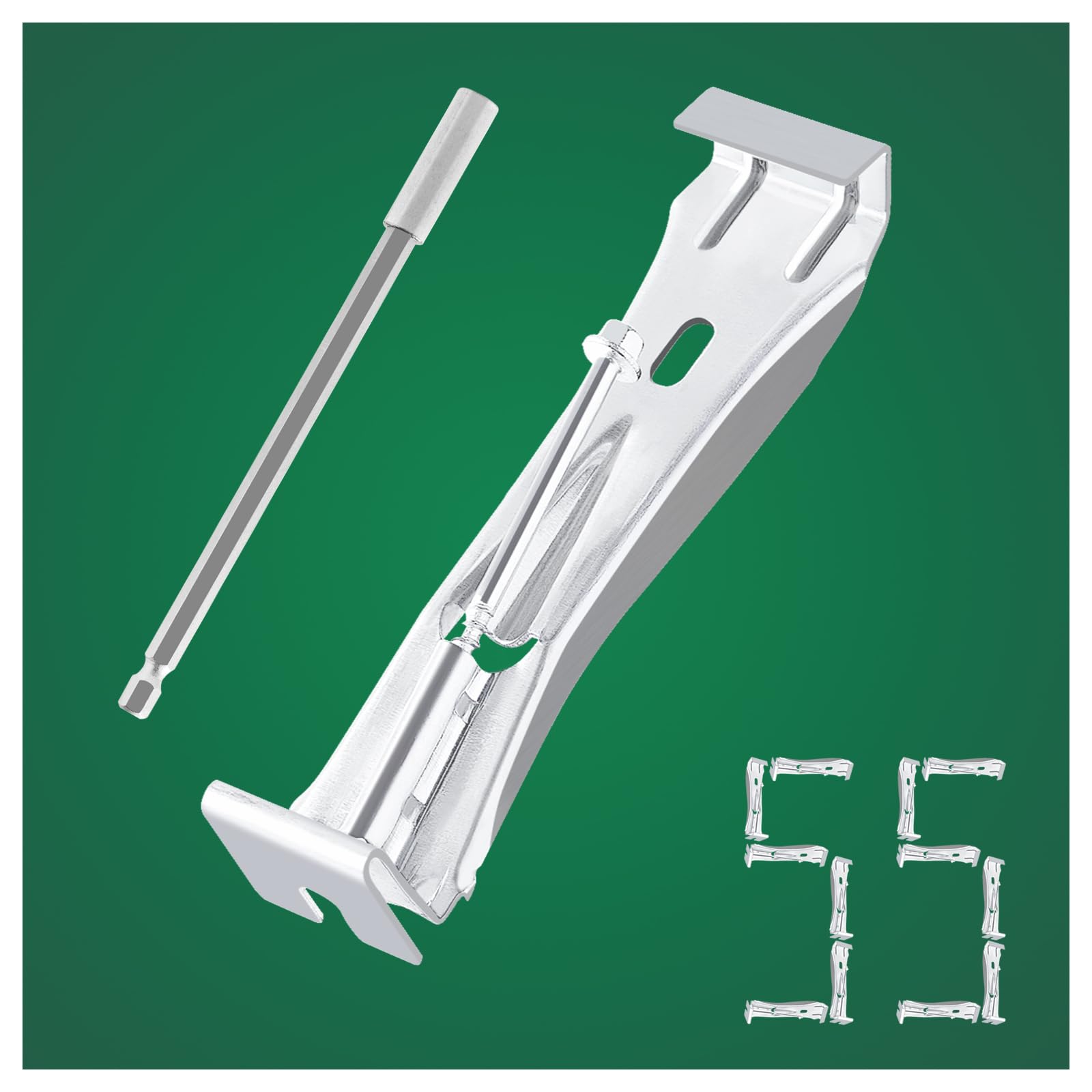 5 Inch Quick Screw Gutter Hangers - 55 Pack with Rust-Resistant Screws & Bonus 6 Inch Drill Bit | Heavy Duty Hidden Gutter Clips for Easy Installation | Perfect for Roof Drainage, Home Maintenance & DIY Projects
