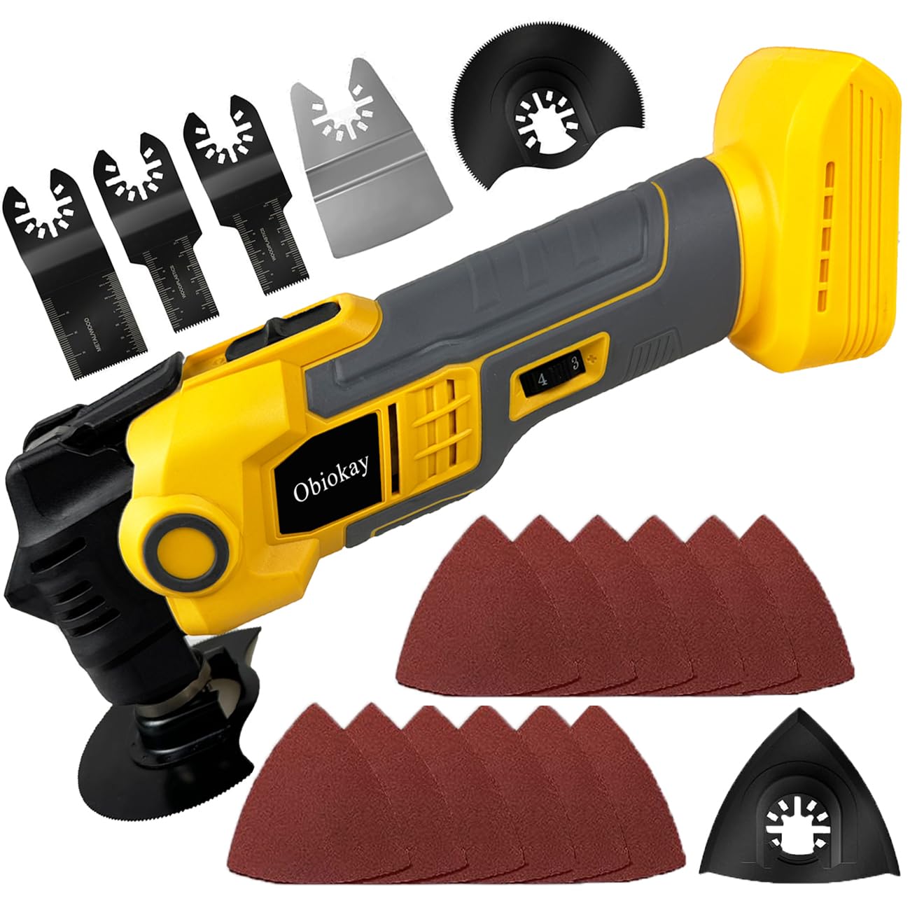 DeWalt 20V Max Cordless Oscillating Multi-Tool Kit with 6-Speed Control, 4° Oscillation Angle & Anti-Vibration Technology - Includes Blades for Cutting, Grinding, Sanding (Tool Only) - Perfect for DIY Projects, Woodworking, Home Renovations and Professional Construction Work