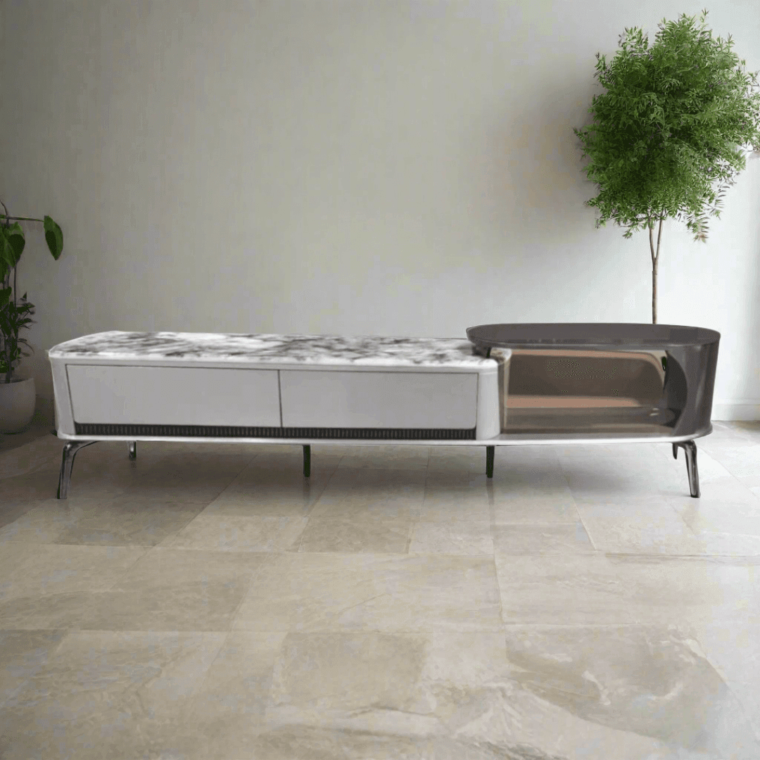 Modern Glossy Sintered Stone TV Stand with Storage - 60