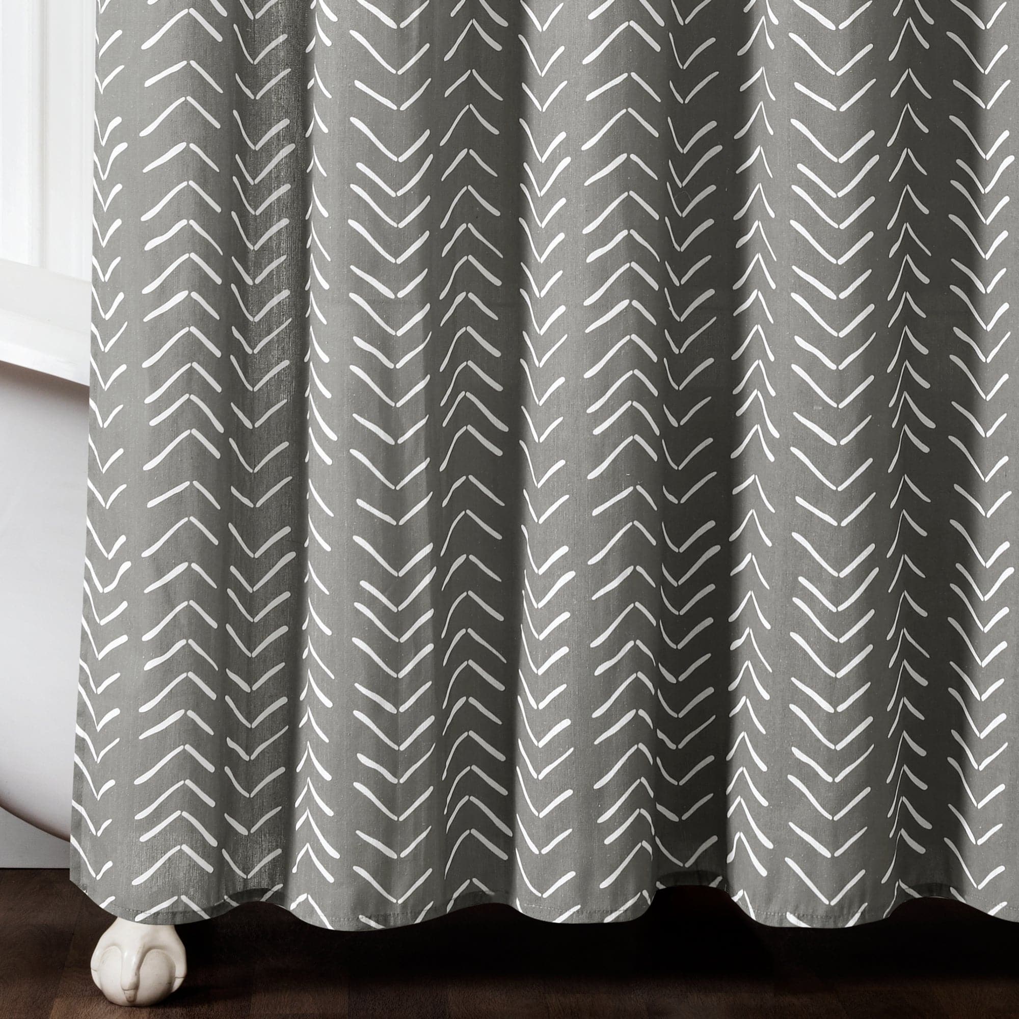 Hygge Modern Arrow Faux Linen Shower Curtain - Waterproof Bathroom Decor for Spa-Like Relaxation