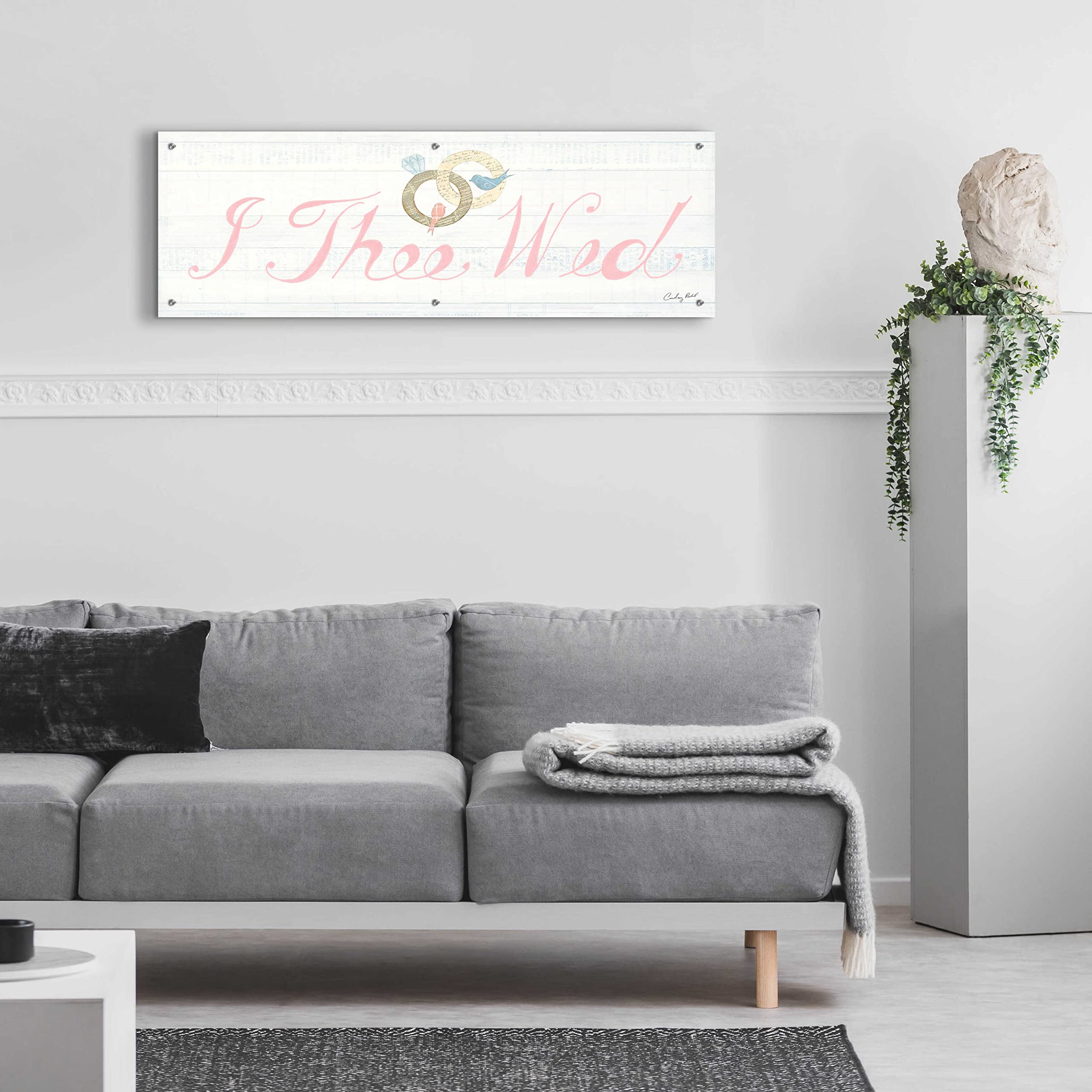 Courtney Prahl Lovebirds Sign I - 48x16 Inch Acrylic Glass Wall Art Painting, Modern Home Decor for Living Room, Bedroom & Office