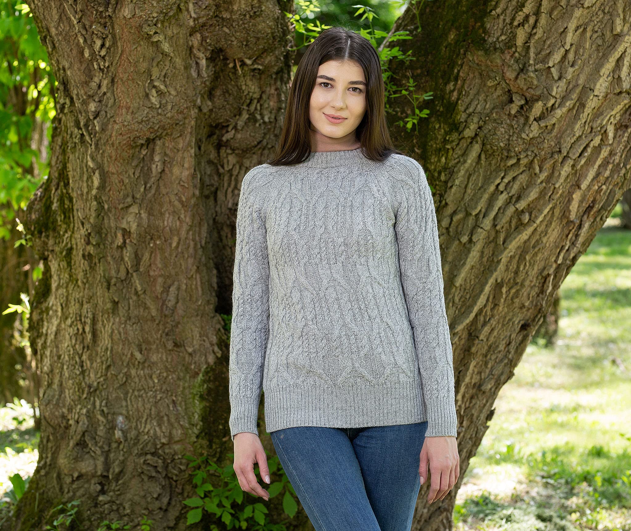 SAOL Irish Sweater for Women - Soft Merino Wool Blend Knit Pullover with Crew Neck | Warm Winter Fashion for Casual Outings & Holiday Gatherings