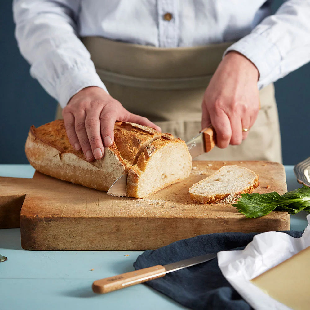 Opinel Parallele 8 Inch Stainless Steel Bread Knife - Sharp Serrated Blade for Slicing Bread, Cakes & Pastries - Perfect for Bakeries, Kitchens & Outdoor Picnics