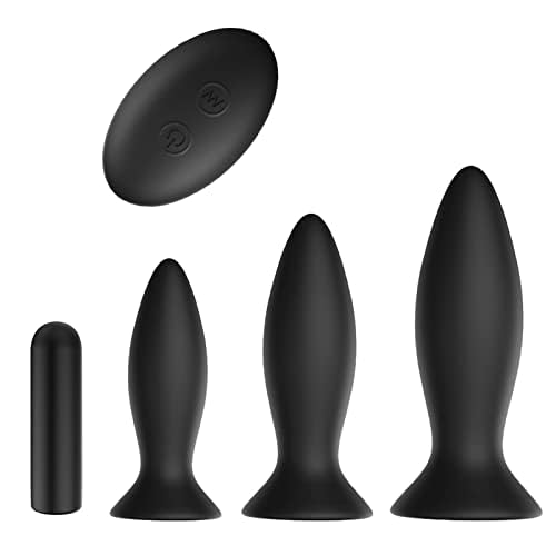 **9-Speed Remote Control Anal Vibrator Set - 3PCS Silicone Butt Plugs with Suction Cup Base for Men & Women - Beginner Anal Training Kit for Couples Play & Solo Stimulation**    *(Perfect for Spicing Up Your Sex Life, BDSM Play, or Exploring New Sensations at Home or in the Bedroom)*