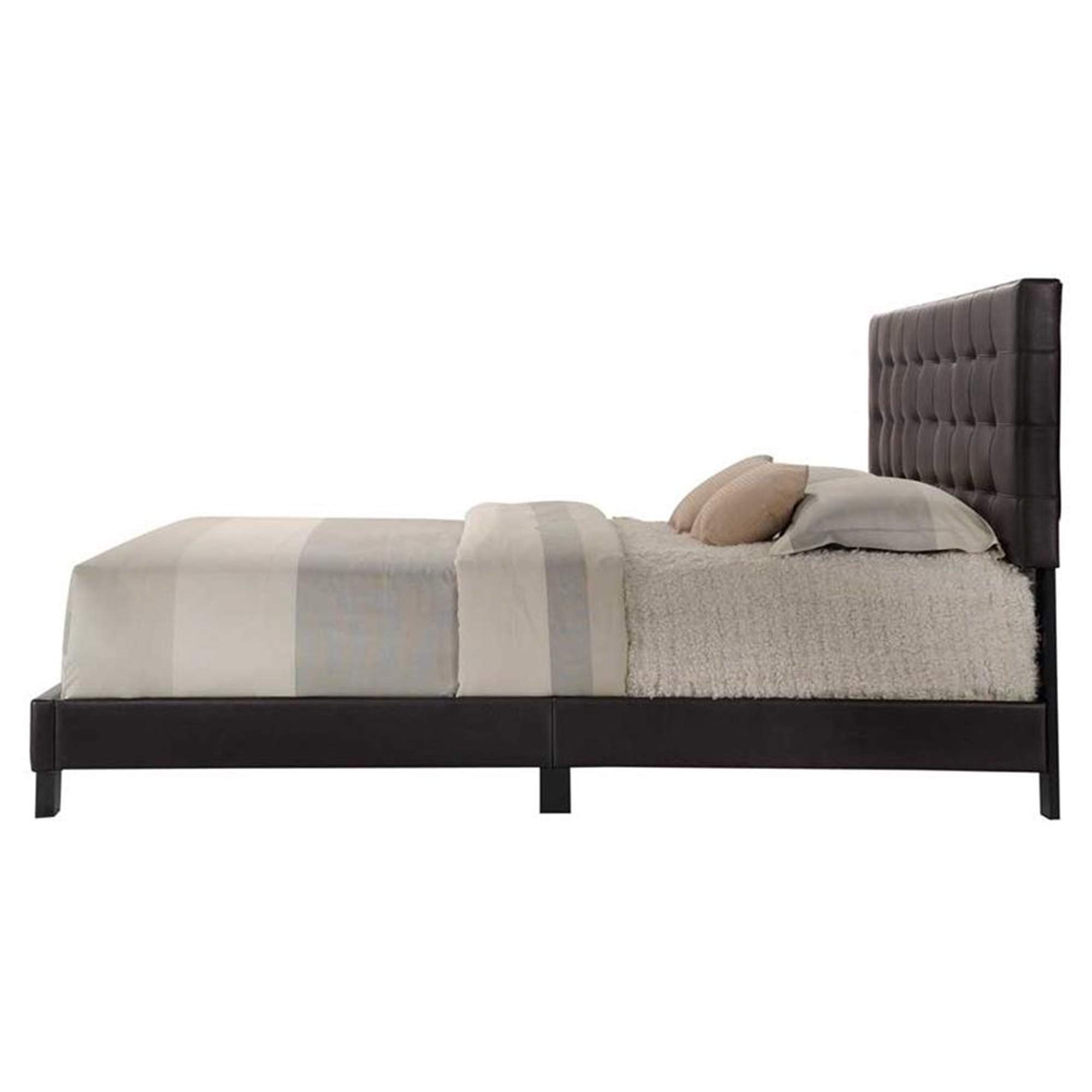 Benzara Transitional Style Queen Size Bed Frame - Brown Wooden Bedroom Furniture for Master Bedroom & Guest Room