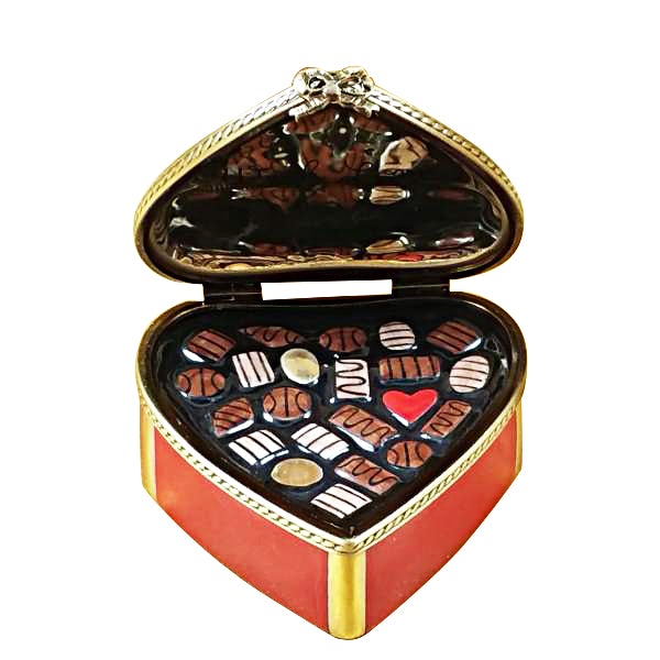 Hand-Painted Red Heart Limoges Box with Chocolates - Romantic Gift for Valentine's Day, Anniversary & Special Occasions