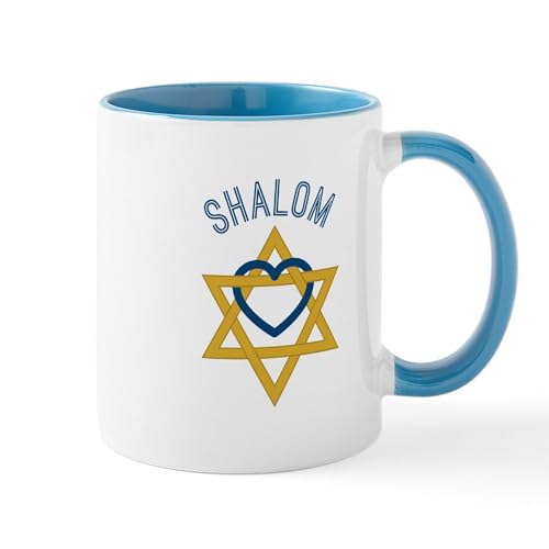 White/Blue Inside - Shalom Heart Mugs