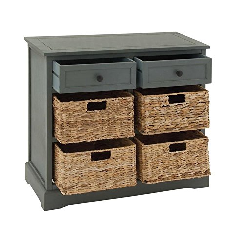 Deco 79 Wooden Storage Organizer with 4 Baskets & 2 Drawers - 30 x 13 x 28 Inches, Turquoise - Perfect for Bedroom Closet, Bathroom, Nursery or Entryway Organization