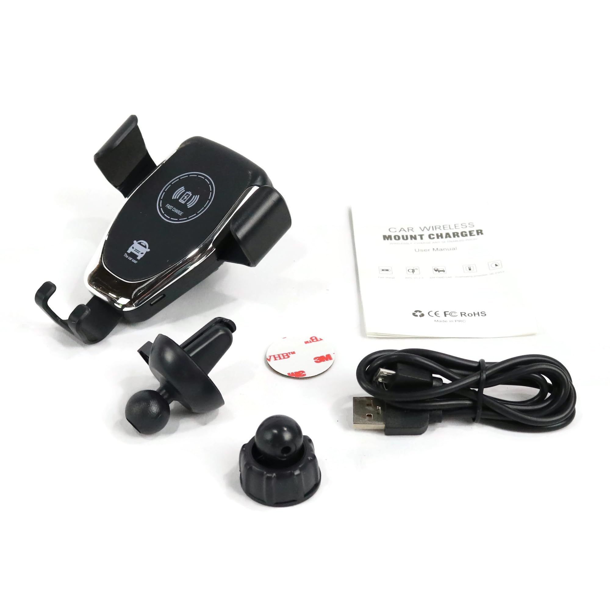 Wireless Smart Phone Car Charger Mount with Secure Grip Pad - Hands-Free Charging Holder for iPhone & Android - Perfect for Commuting, Road Trips & GPS Navigation