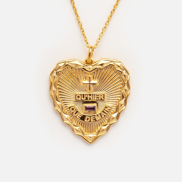 Qu'hier Que Demain Heart Pendant Necklace for Women - Elegant Silver Love Charm Jewelry Gift for Her - Perfect for Anniversary, Valentine's Day & Romantic Occasions