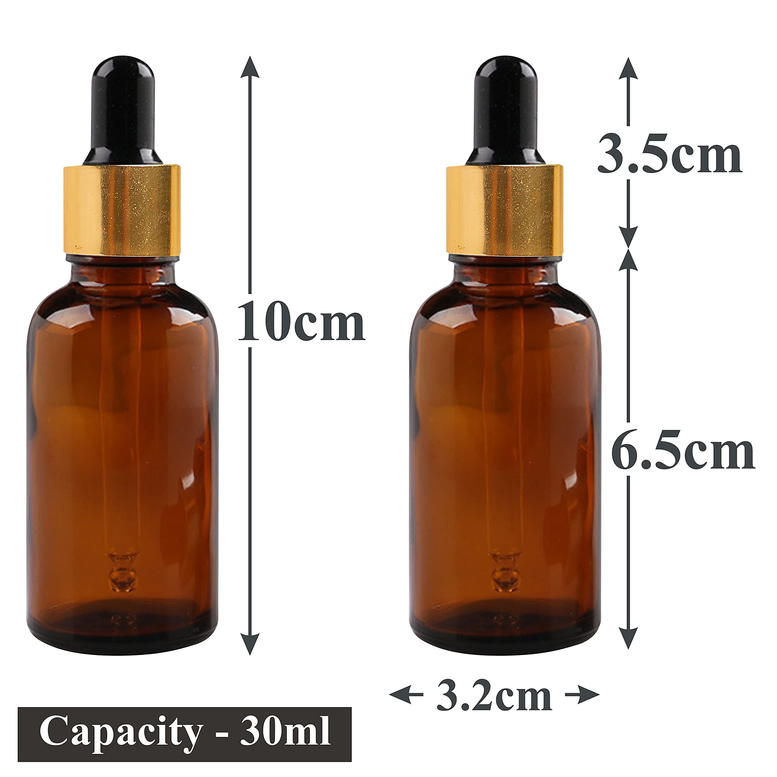Premium 15ml Amber Glass Bottles with Gold Plated Dropper - Essential Oil Bottles, Perfume Bottles, Serum Containers (Pack of 3) - Perfect for DIY Beauty, Aromatherapy & Travel Size Storage
