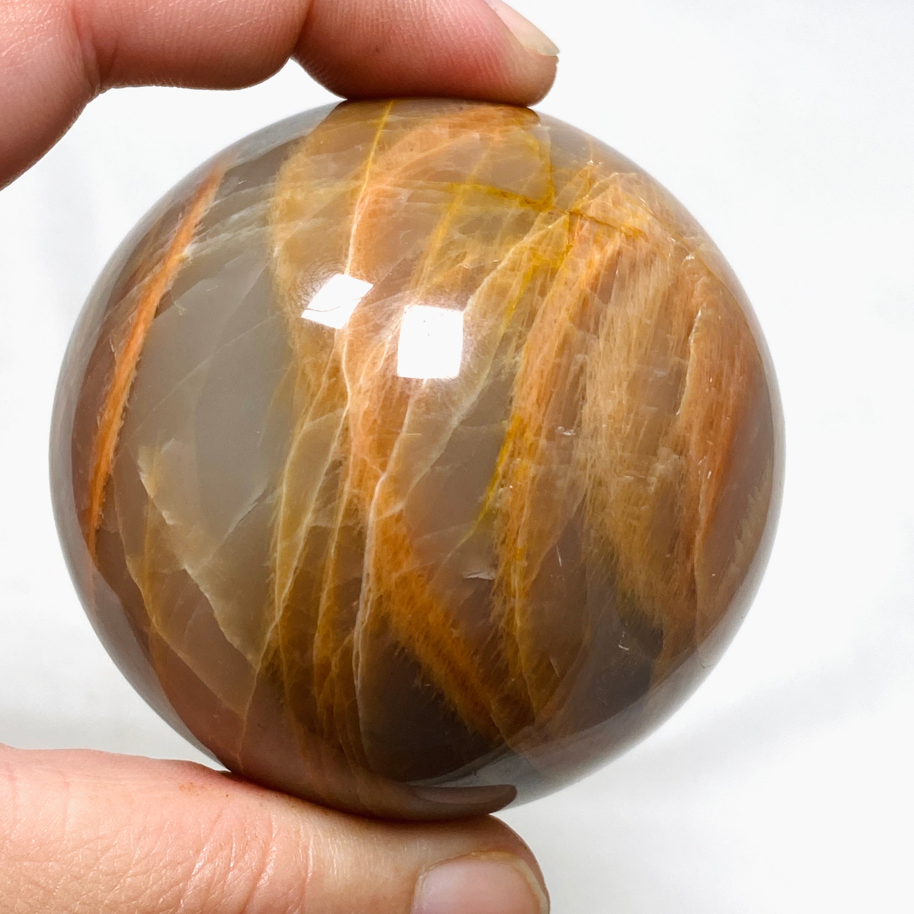 Natural Peach Moonstone Sphere PMS03 - Healing Crystal for Meditation, Yoga & Home Decor - Perfect for Spiritual Gifts & Energy Balancing