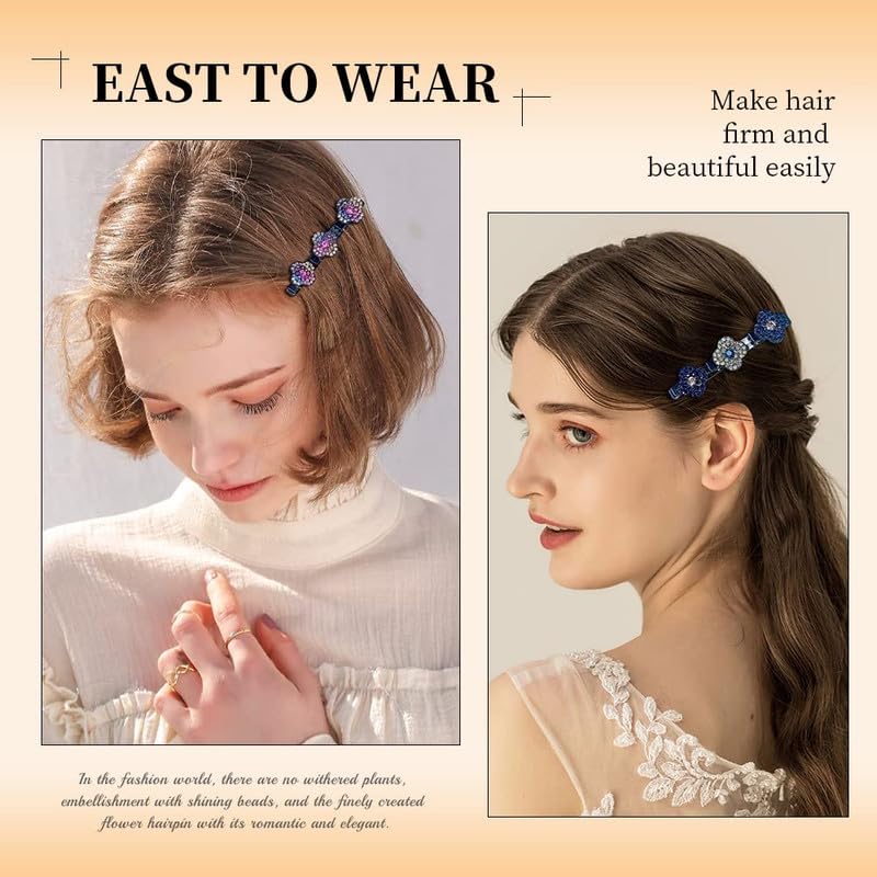 Staila 4PCS Sparkling Crystal Rhinestone Braided Hair Clips for Women & Girls - Elegant Hair Accessories for Parties, Weddings & Daily Wear