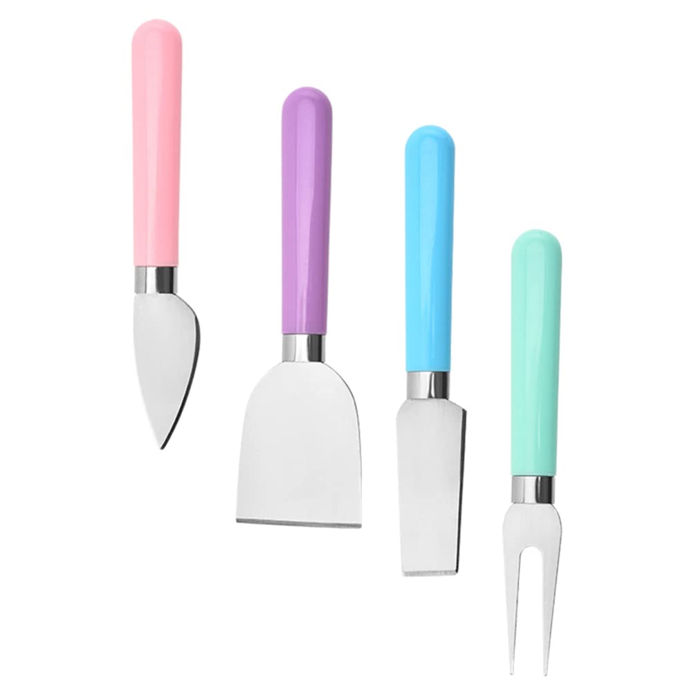 PACKOVE 4-Piece Stainless Steel Cheese Knife Set - Cheese Fork, Knife, Cutter & Shovel for Cheese Platter, Charcuterie Board & Entertaining | Perfect for Wine Parties, Cheese Tasting & Gourmet Gifts