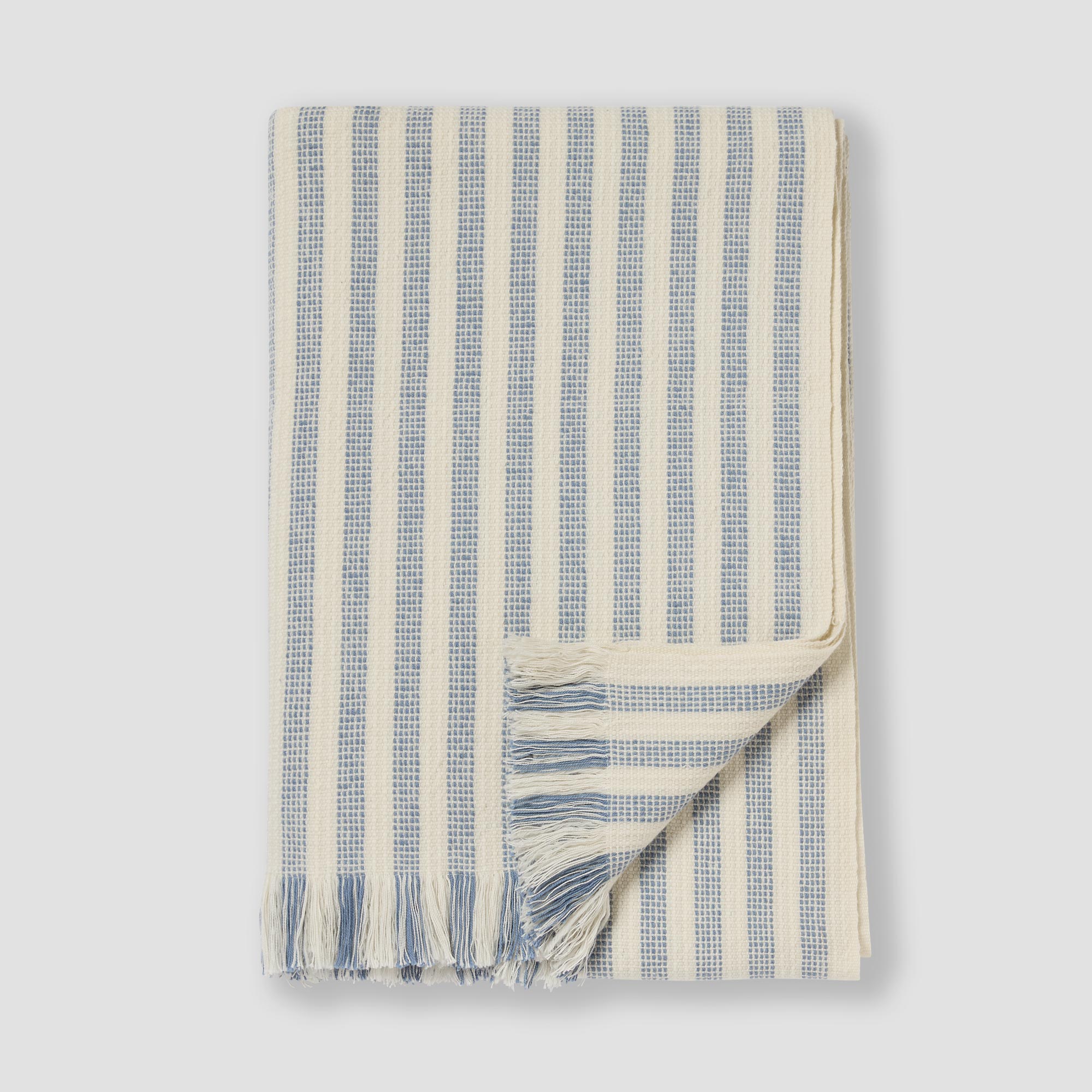 Coastal Blue Pembroke Stripe Wool Throw Blanket - Soft & Warm Luxury Wool Blanket for Sofa, Bed & Couch - Perfect for Winter, Home Decor & Cozy Evenings
