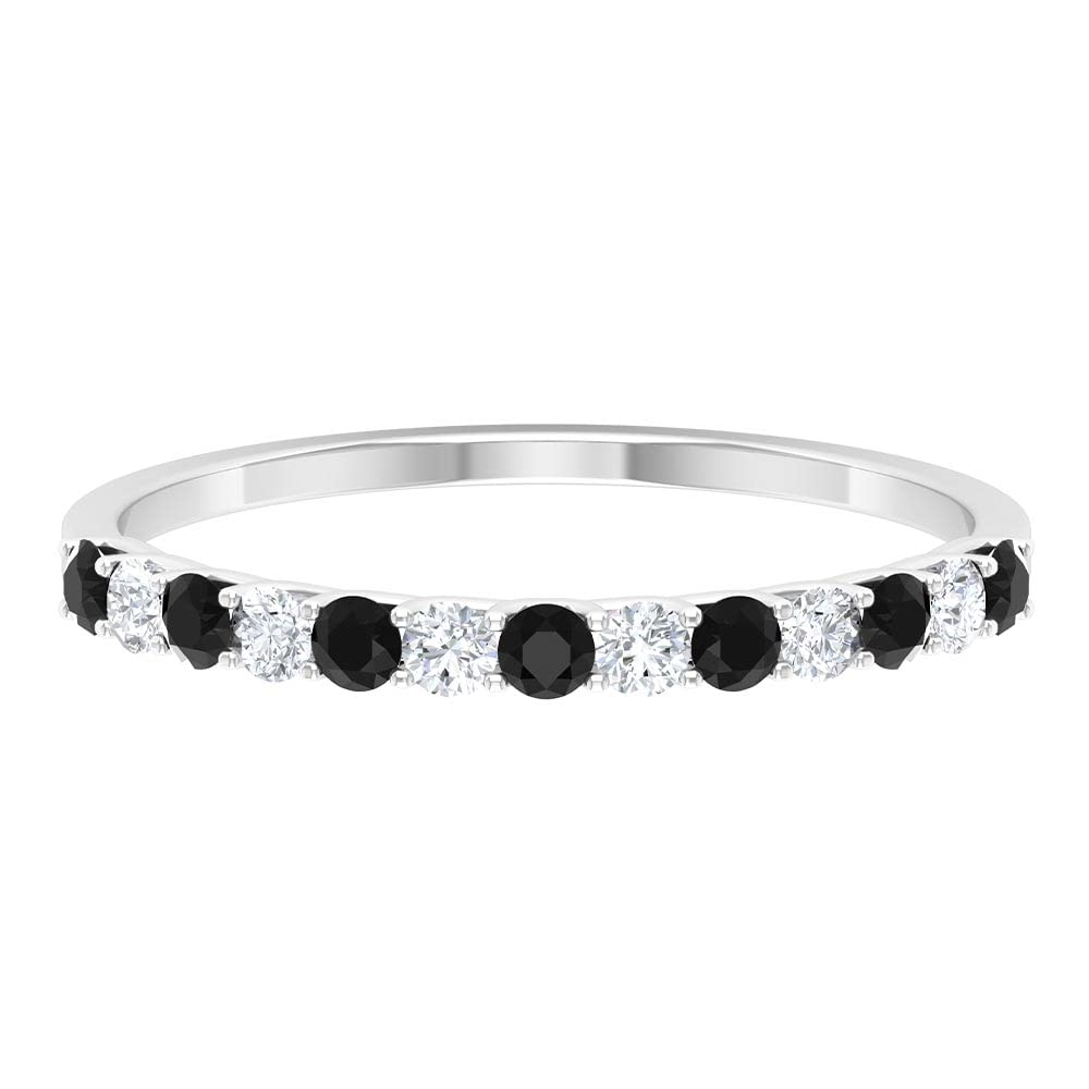 1/2 CT Lab-Created Black & White Diamond Ring - 14K Solid Gold Half Eternity Band, Certified Black Diamond Wedding Ring for Women, Perfect for Engagement, Anniversary & Special Occasions