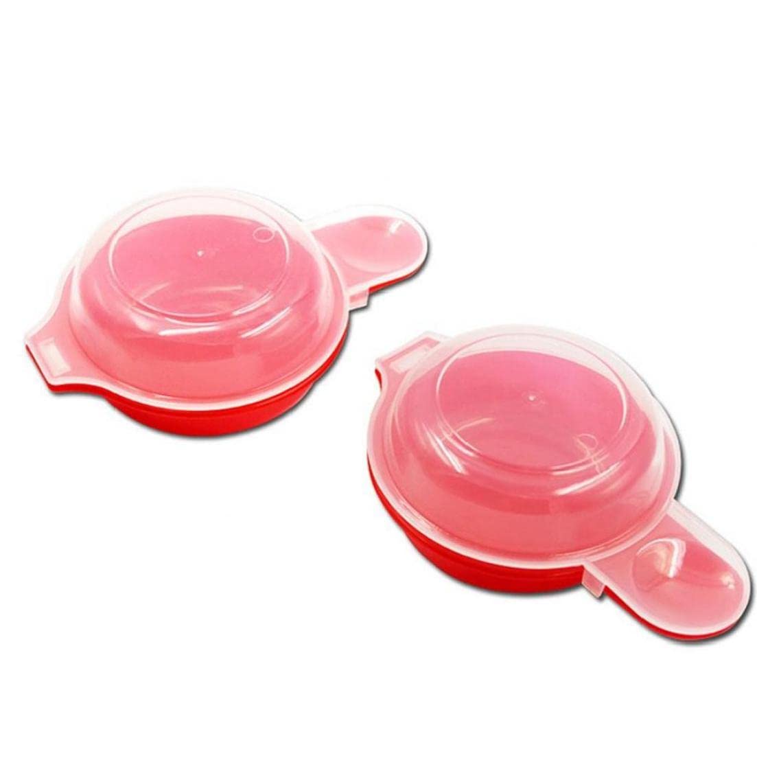 2-Piece Microwave Egg Cooker Set - Hard Boiled Egg Poacher & Omelet Maker (Red & Clear) - Perfect for Breakfast, Muffins, Biscuits & Bagels - Quick & Easy Meal Prep for Home, Office & Dorm