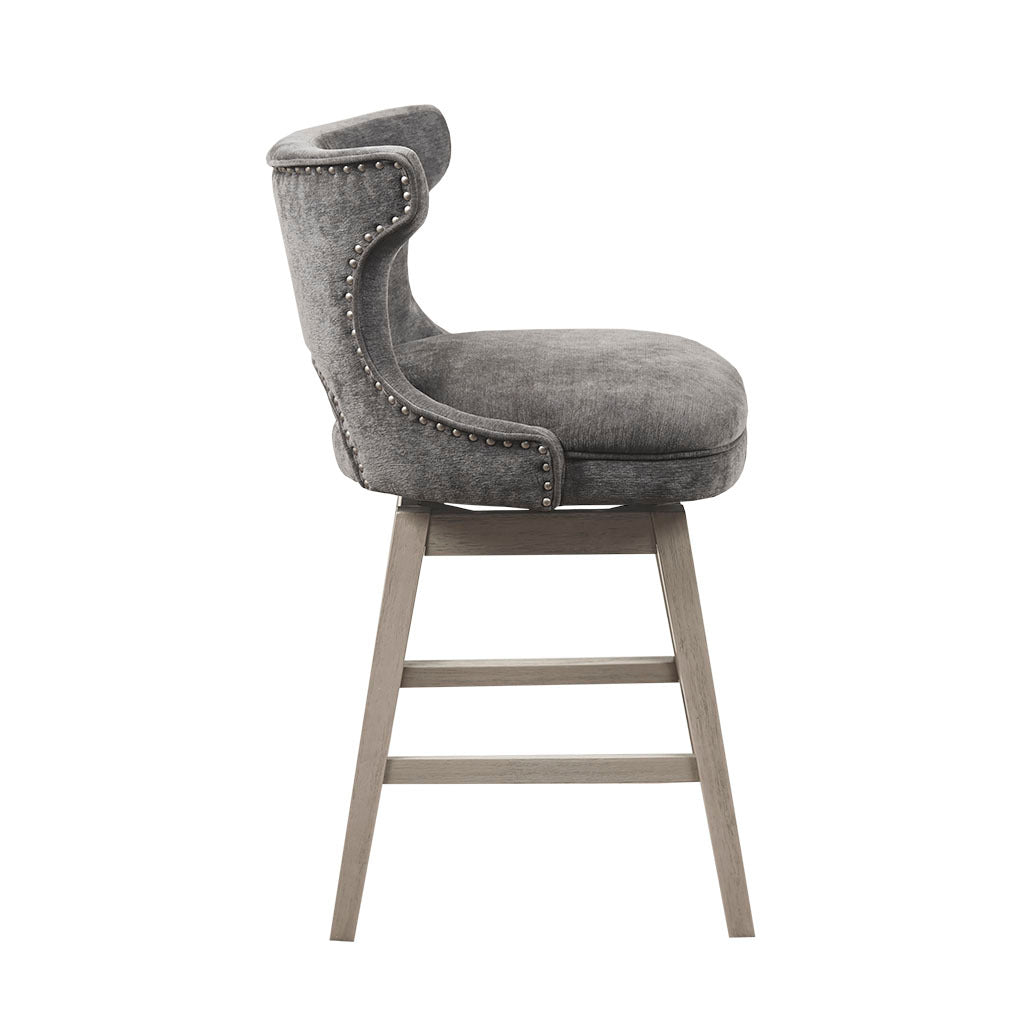 DTY Indoor Living Swivel Counter Stool - Adjustable Height Bar Stool with Padded Seat for Kitchen Island, Breakfast Nook & Home Bar - Comfortable Modern Dining Chair for Small Spaces