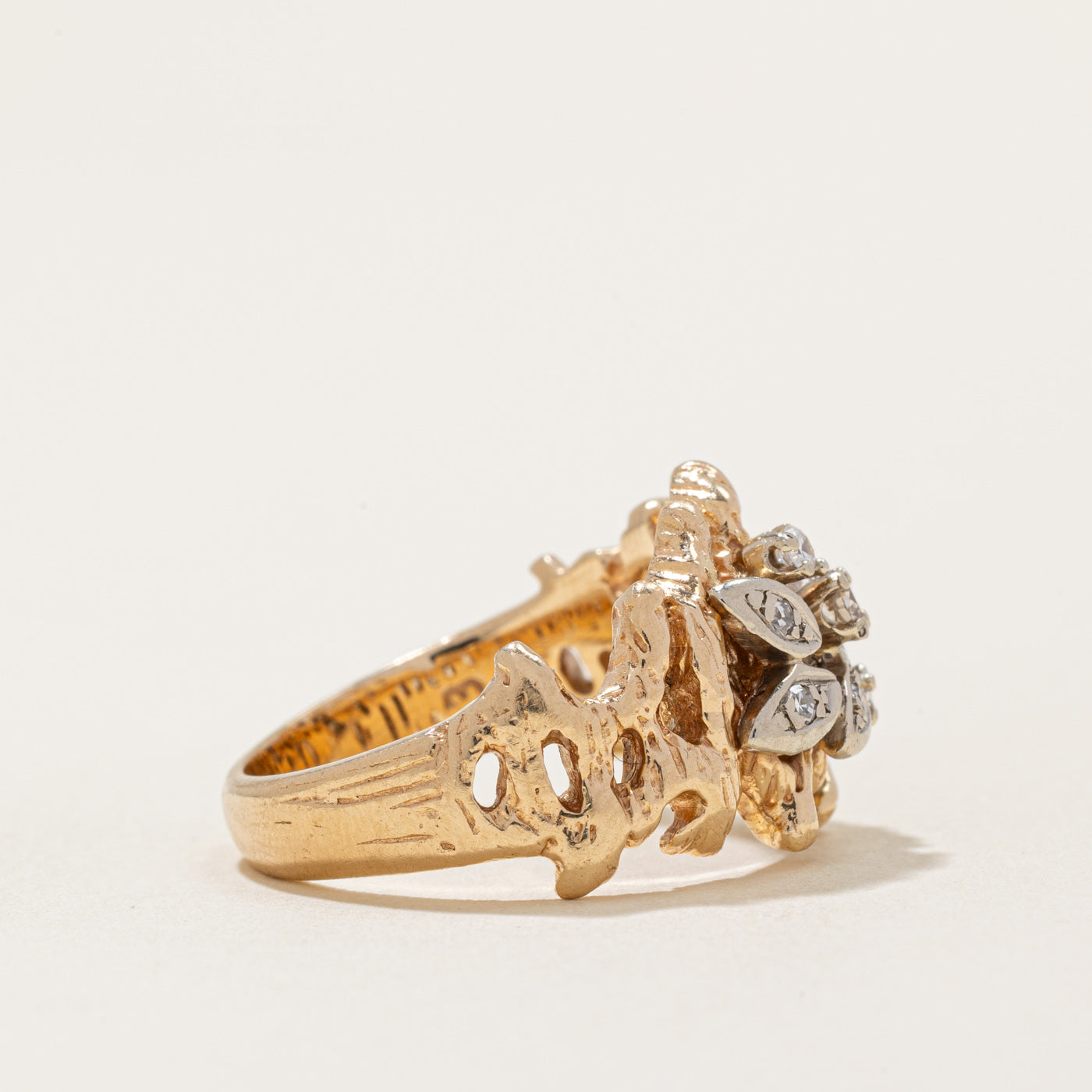 Elegant Birks' Diamond Cocktail Ring | 0.13ctw Genuine Diamond | Size 6.75 | Perfect for Evening Parties, Weddings & Special Occasions