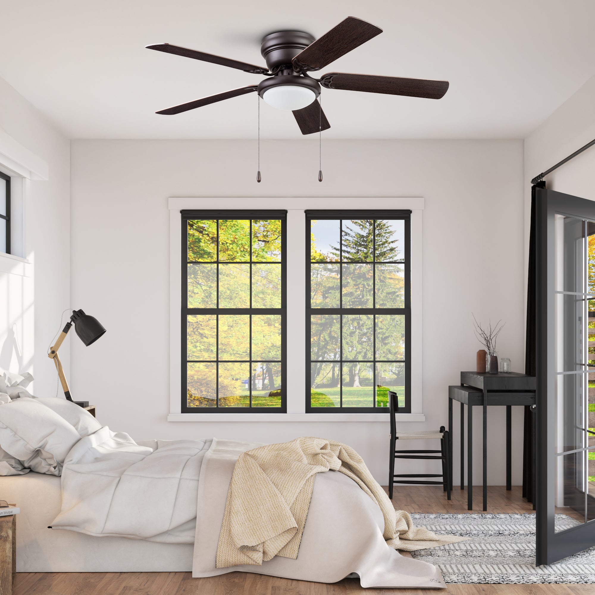 52 Inch West Hill Sienna Ceiling Fan with Pull Chain - Modern Indoor Ceiling Fan for Living Room, Bedroom, and Office - Energy Efficient with Quiet Operation