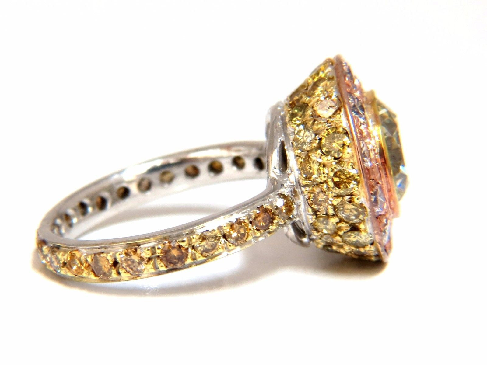 GIA Certified 3.67 Carat Fancy Round Diamond Ring - Circular Flush Deck Setting for Engagement, Wedding & Anniversary Gifts