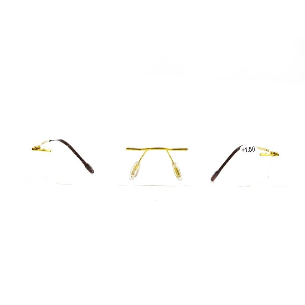 Stylish Gold Rimless Rectangle Reading Glasses for Men & Women - Lightweight Comfort for Reading, Computer Work & Daily Use