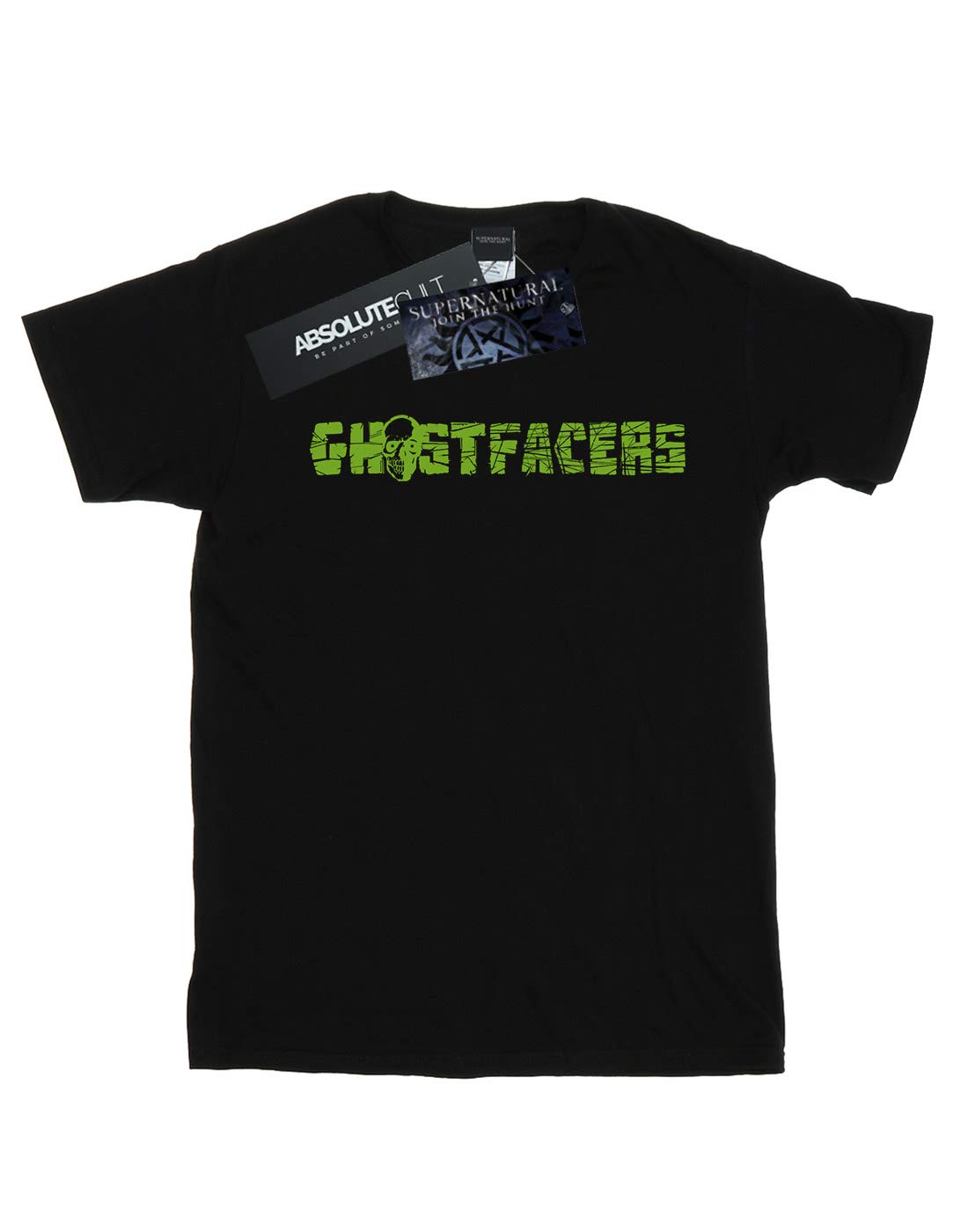 Supernatural Women's Ghostfacers Logo Boyfriend Fit T-Shirt - Black, Medium | Casual Wear, TV Show Merchandise, Fan Gift