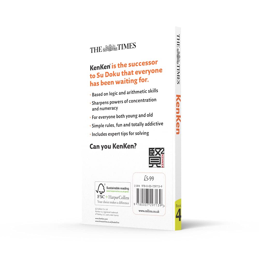 The Times KenKen Book 4: Brain-Training Math Puzzles for Adults - Improve Logic & Problem-Solving Skills | Perfect for Commuting, Office Breaks & Family Game Nights