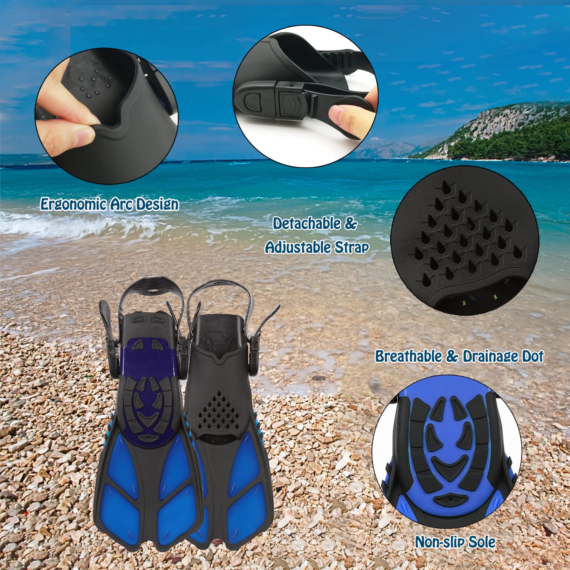 Kids Snorkel Set - Diving Mask, Adjustable Swim Fins & Anti-Fog Snorkel Gear with Mesh Bag | Perfect for Snorkeling, Swimming & Beach Vacations | Ideal for Pool Parties, Ocean Adventures & Family Water Activities
