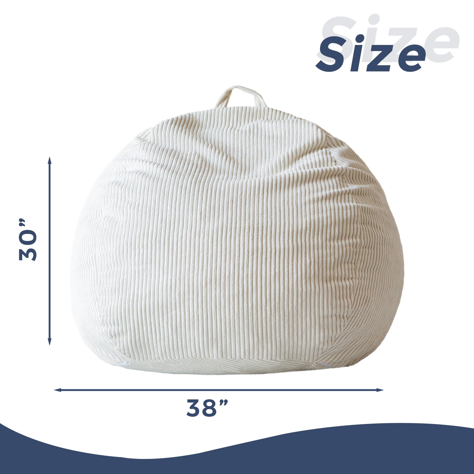 MAXYOYO 3ft Corduroy Bean Bag Chair for Adults - Ultra Soft Fur Lazy Sofa in Beige | Comfortable Lounge Chair for Living Room, Bedroom & Game Room Relaxation