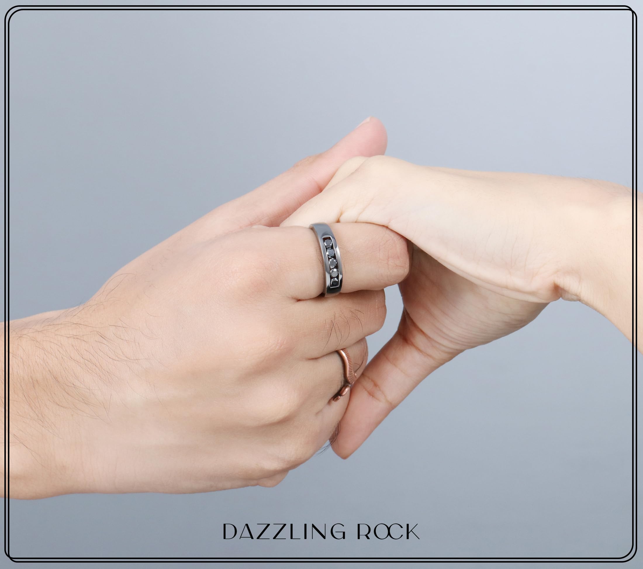 Dazzlingrock Collection 0.75 Carat Round Black Diamond Men's Wedding Band Ring - 5 Stone Anniversary Ring in 925 Sterling Silver for Men - Perfect Gift for Husband, Engagement, Valentine's Day & Special Occasions