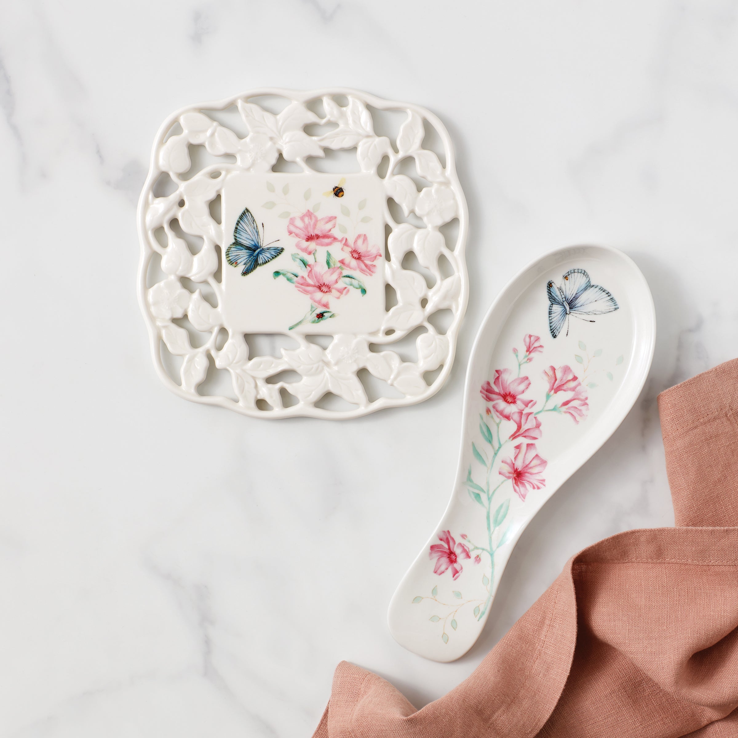 Butterfly Meadow Ceramic Spoon Rest - Kitchen Utensil Holder for Cooking & Serving - Perfect for Stovetop, Countertop, and Dining Table Use