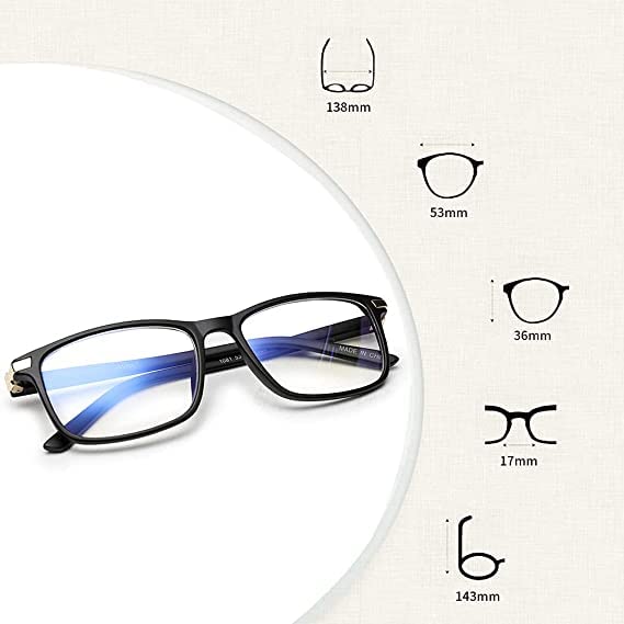 Vecien Blue Light Blocking Glasses for Computer, Gaming & Reading - Anti UV400, Unisex (Men & Women), Non-Prescription - Reduce Eye Strain & Improve Sleep for Office, Gaming & Nighttime Use