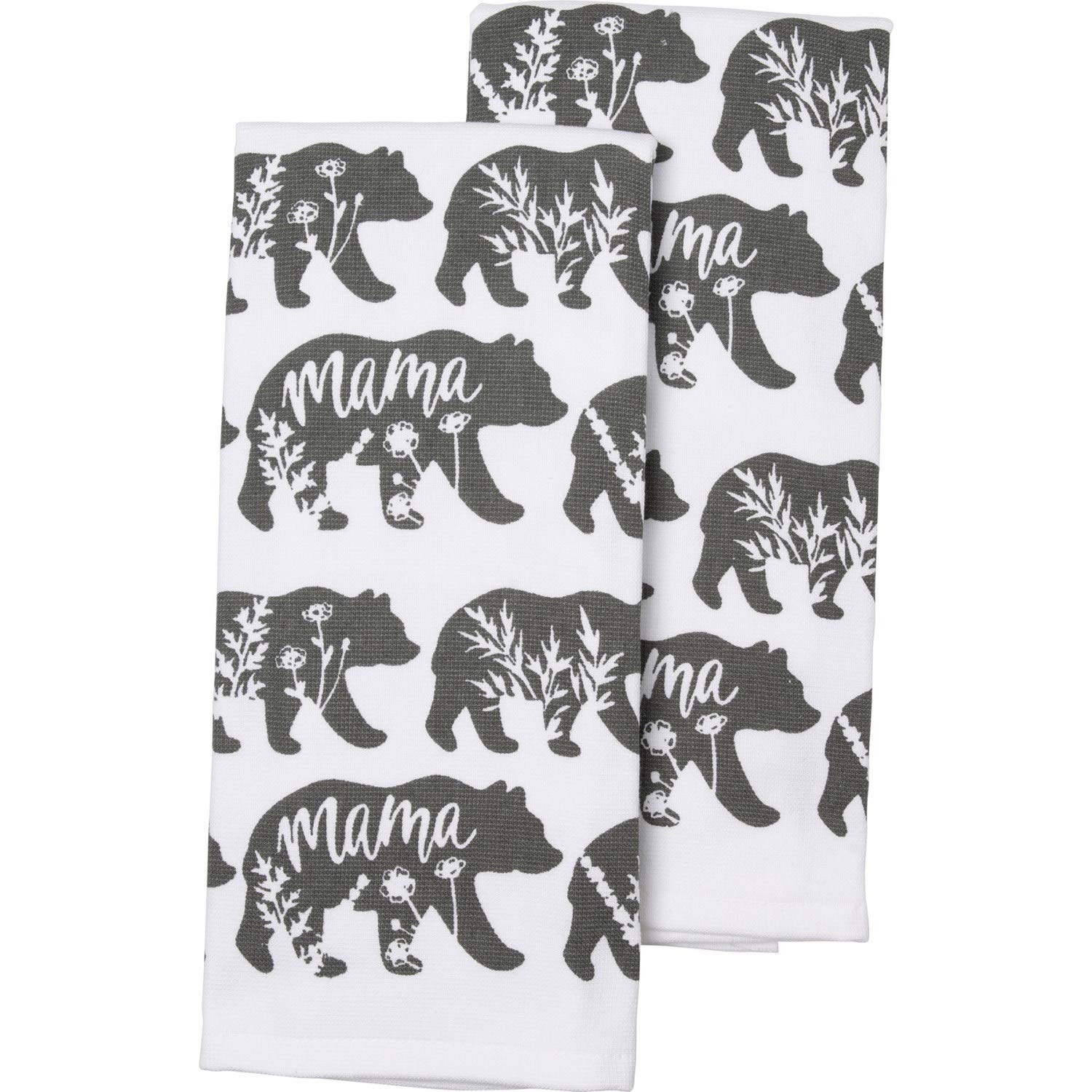 Farmhouse Kitchen Dish Towels Set of 2 - Large Soft Cotton Tea Towels with Rooster, Chickens & Cows Design - Perfect for Farmer's Market, Country Kitchen & Farmhouse Decor (Bear Pattern)
