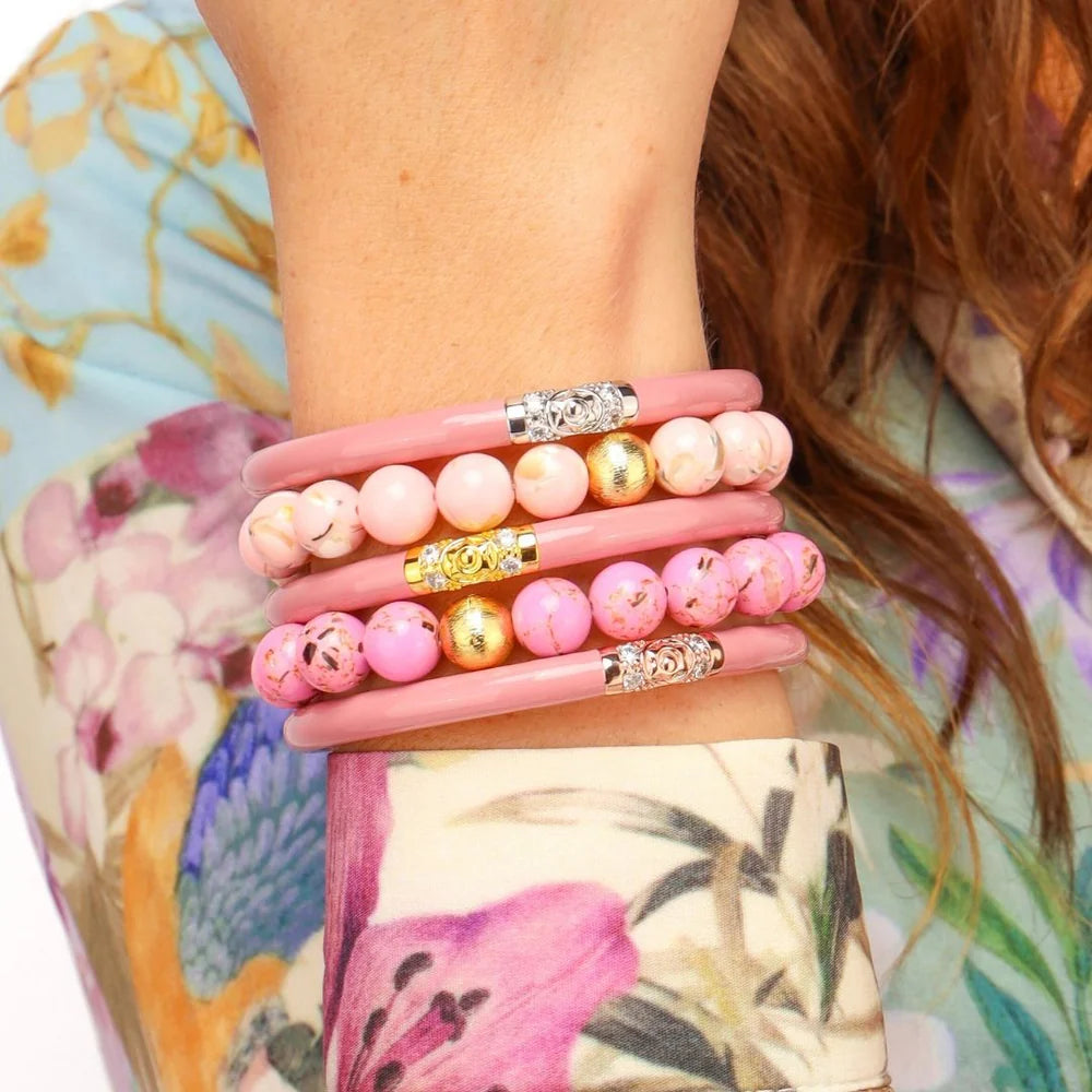 BuDhaGirl Pink Marble Beaded Bracelet - Elegant Handmade Jewelry for Women | Perfect for Everyday Wear, Yoga & Meditation Accessories