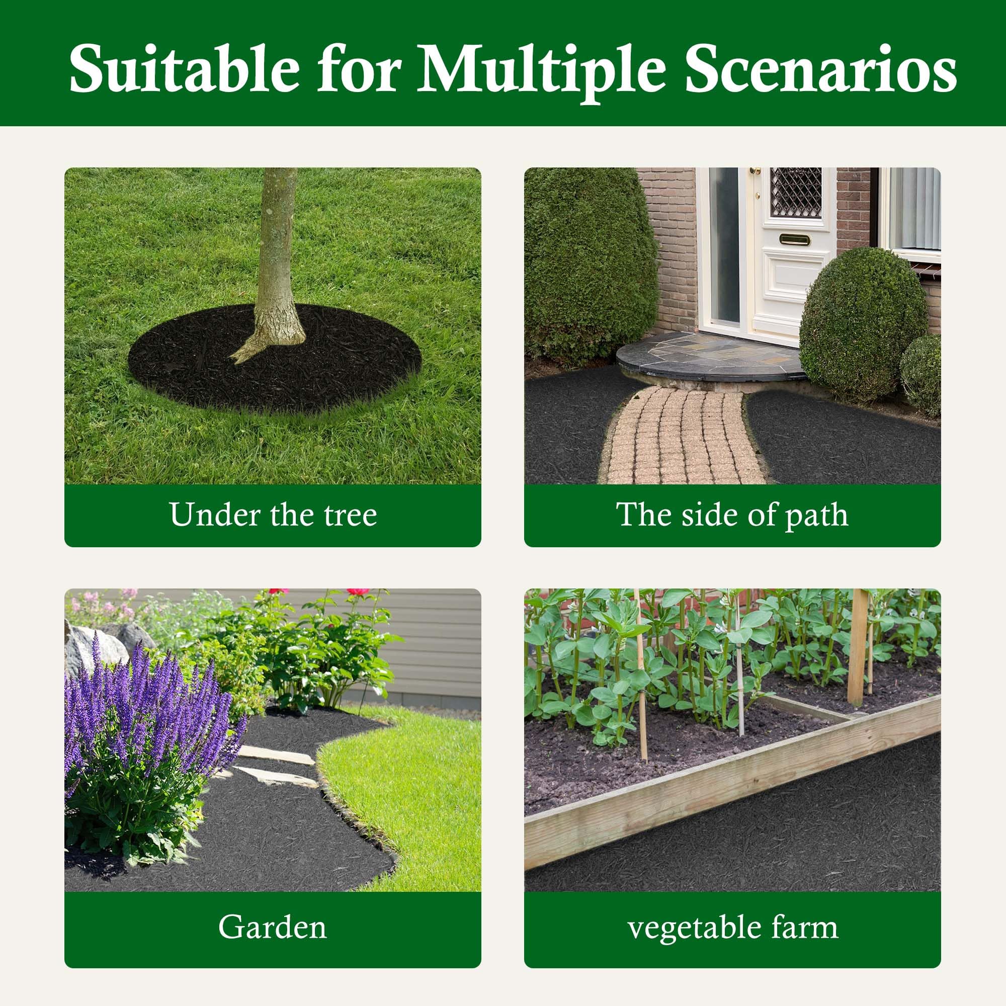 8'x2' Black Rubber Mulch Mat - Garden Barrier & Edging for Landscaping