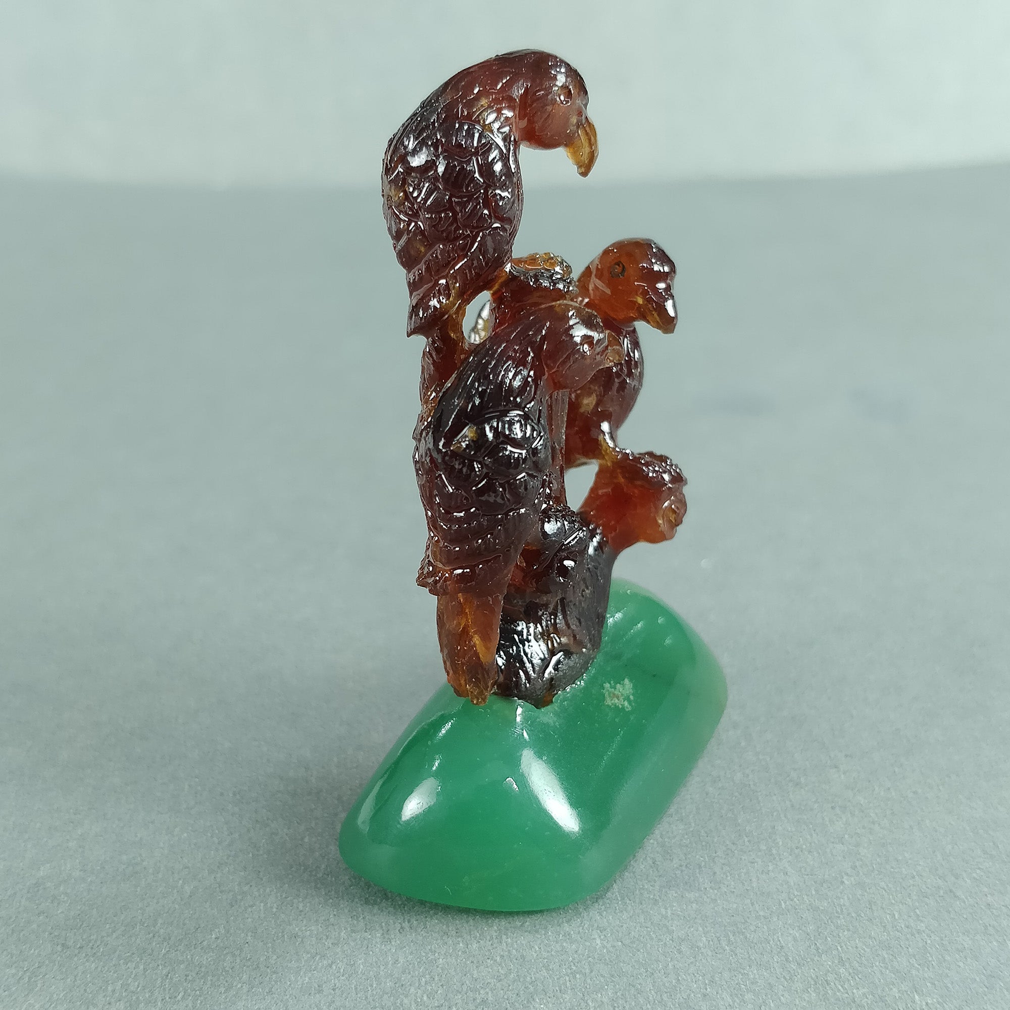 Natural Hessonite Garnet Gemstone Bird Carving - 218.50cts Untreated Cinnamon Hessonite with Quartzite - 63x43mm Handcrafted Jewelry for Meditation & Spiritual Healing