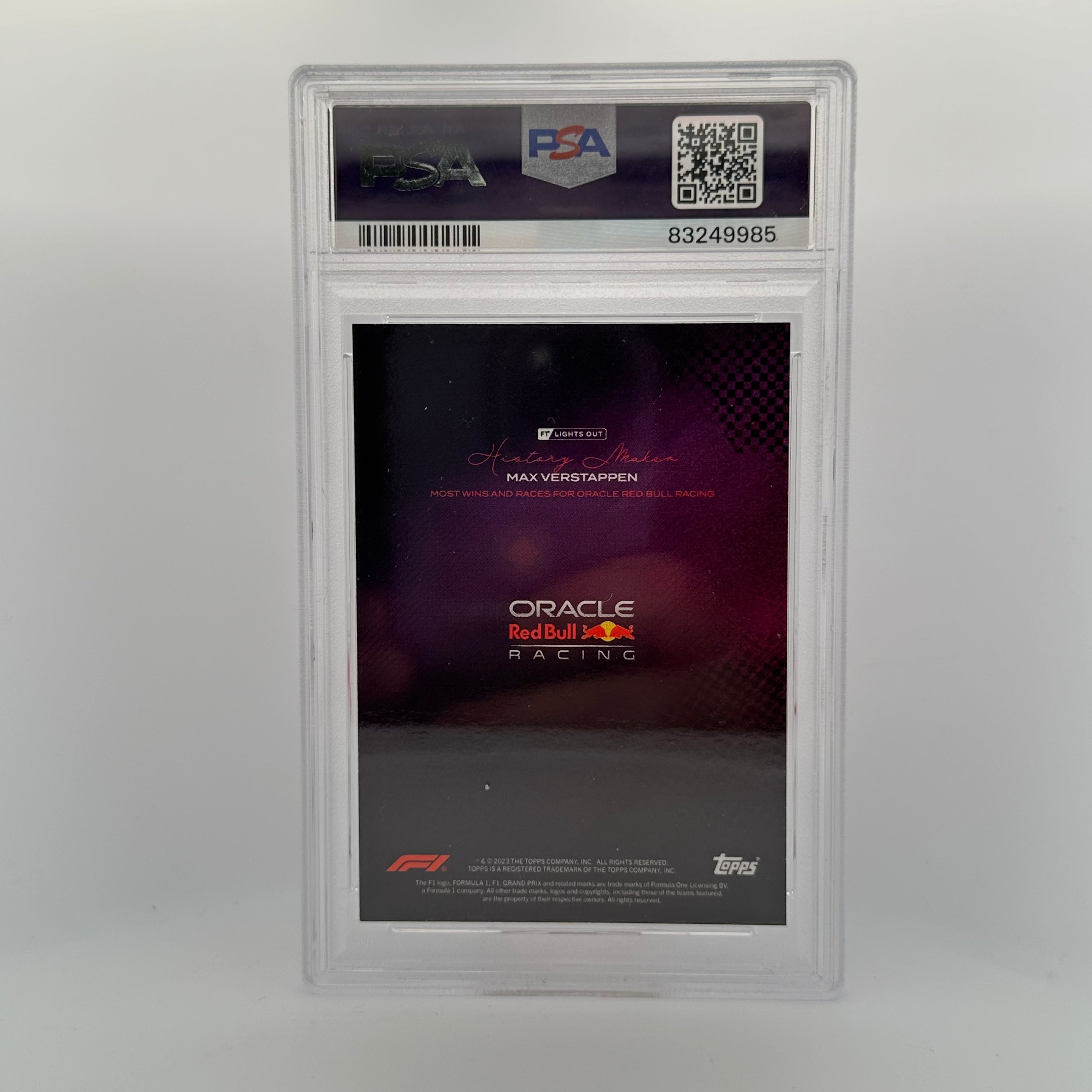 PSA 8 Graded Max Verstappen 2021 History Maker Pink Parallel /150 - Rare F1 Trading Card for Collectors & Racing Fans - Perfect for Display, Investment & Memorabilia Collections