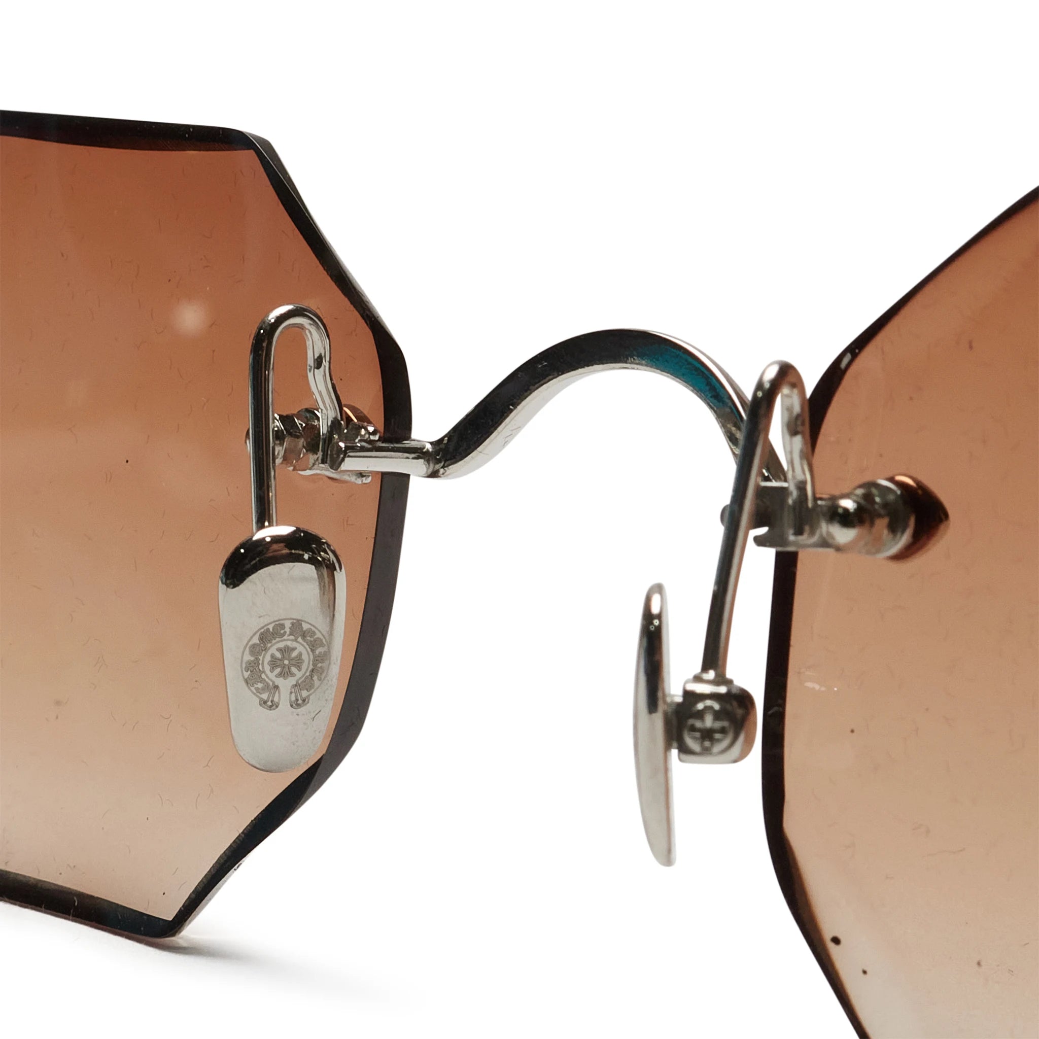 Chrome Hearts Pills III Custom Silver Brown Diamond Cut Sunglasses - Luxury Designer Shades for Men & Women - Perfect for Outdoor Activities, Fashion Events & Summer Style