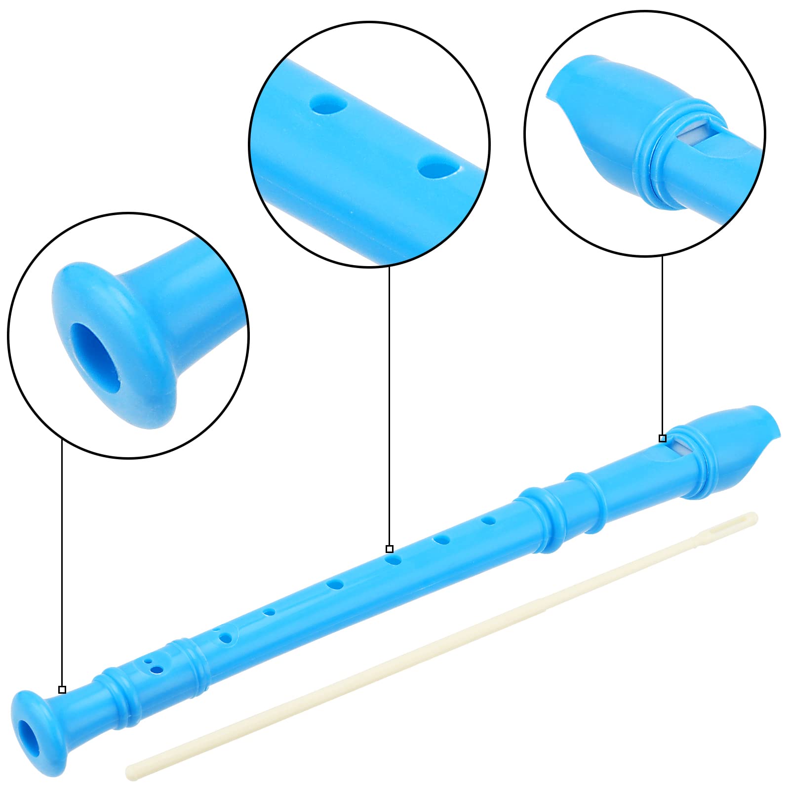 20 Pack 12 Inch Descant Soprano Recorders - 8 Hole Musical Instruments with Cleaning Rod for Beginners (Blue) - Perfect for School Music Classes, Home Practice & Student Band Performances