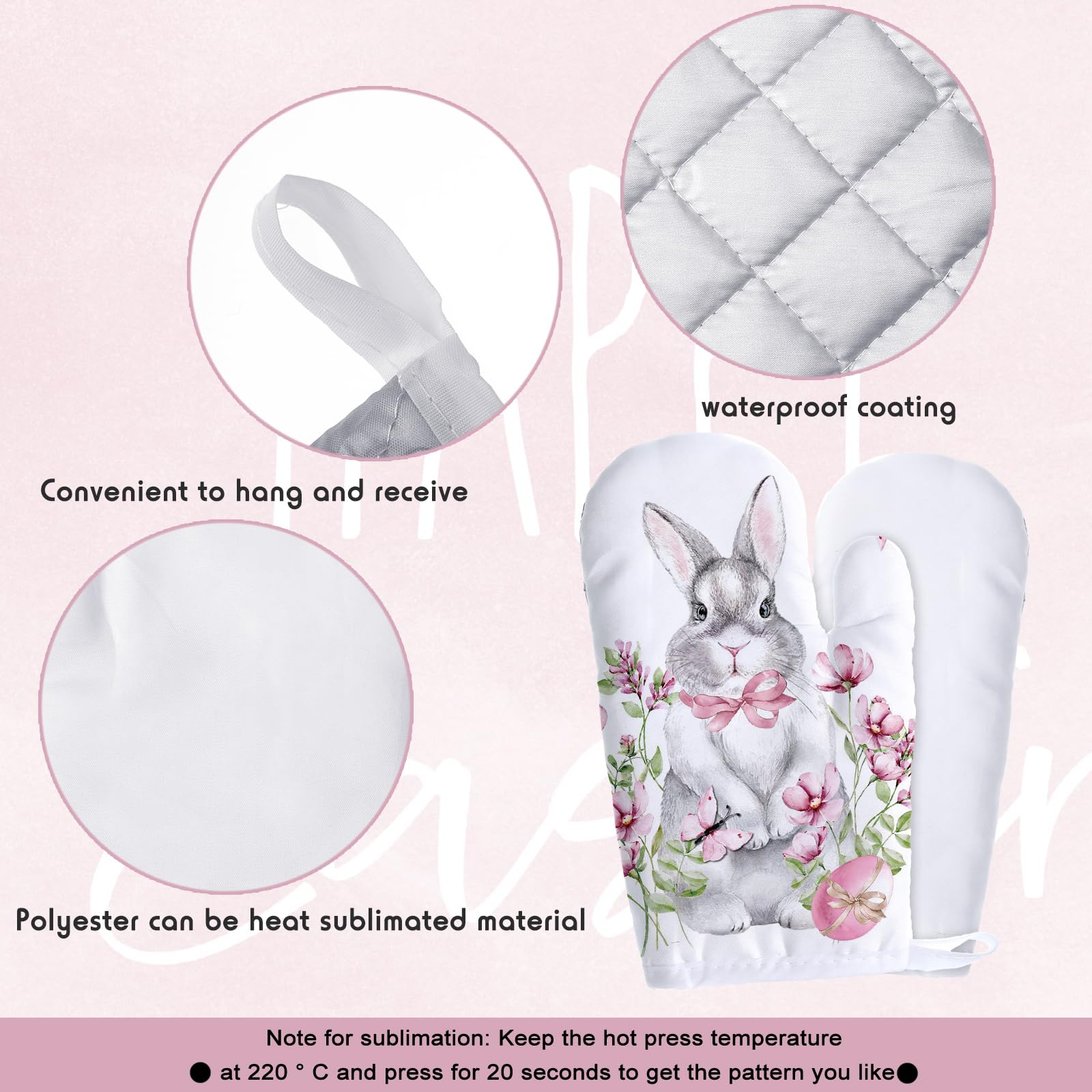 12-Piece Blank Sublimation Oven Mitts Set - Heat Resistant Gloves & Pot Holders for DIY Customization | Perfect for Kitchen, Baking, BBQ & Home Decor Gifts