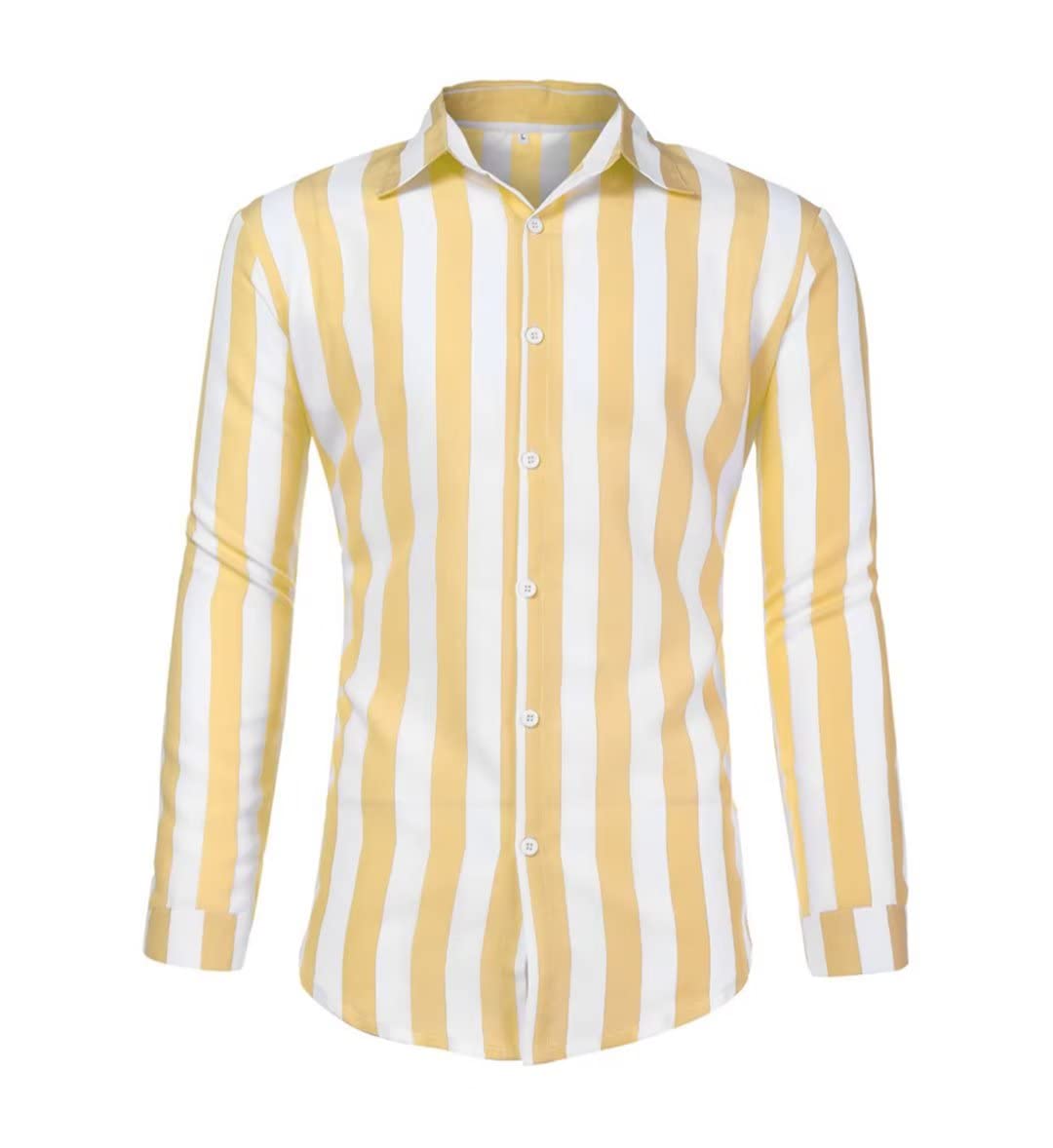 Men's Casual Long Sleeve Button Down Shirt - Striped Cotton Dress Shirt for Office, Date Night & Business Casual Outfits