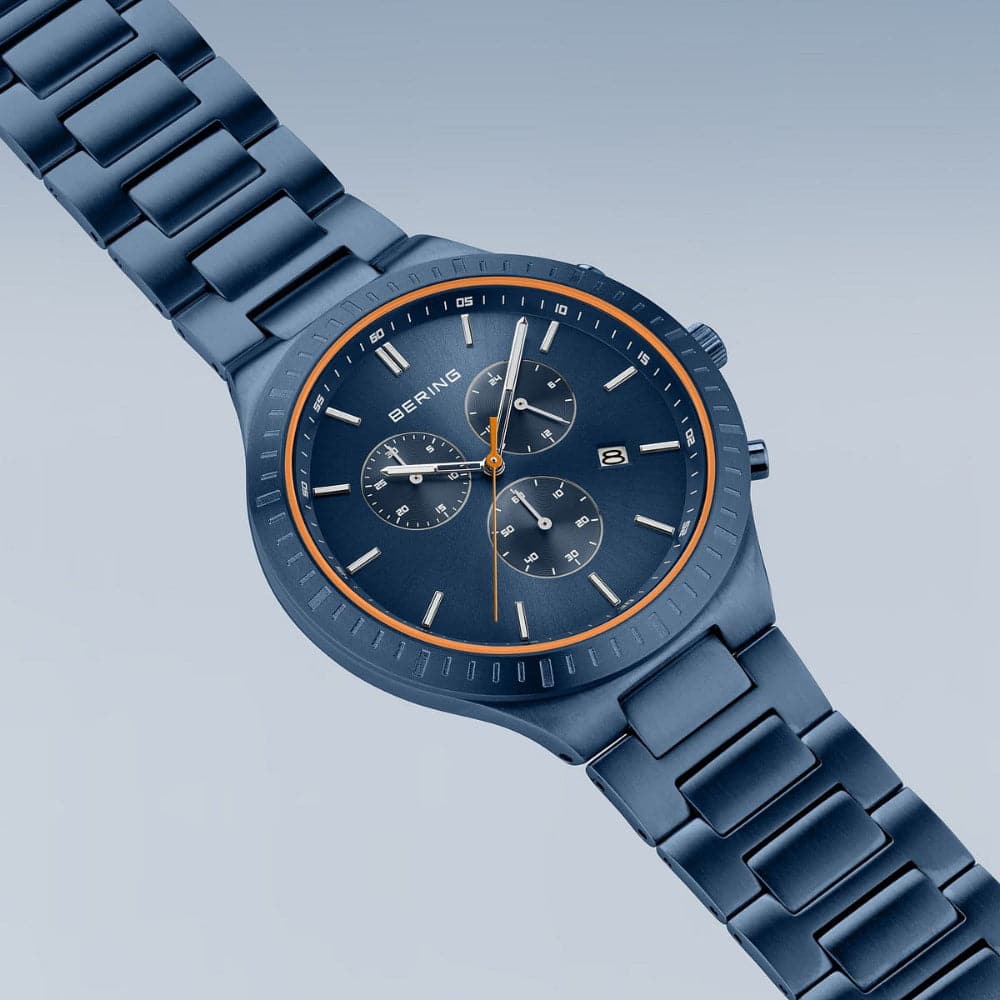 Bering Men's Chronograph Watch with Blue Dial & Stainless Steel Strap - Model 11743 797 | Perfect for Business, Casual & Formal Occasions