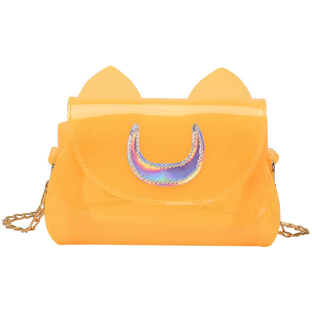 Kids Jelly Bag for Girls - Cute Crossbody Shoulder Purse for Women & Teens - Trendy Yellow Handbag for School, Shopping & Parties