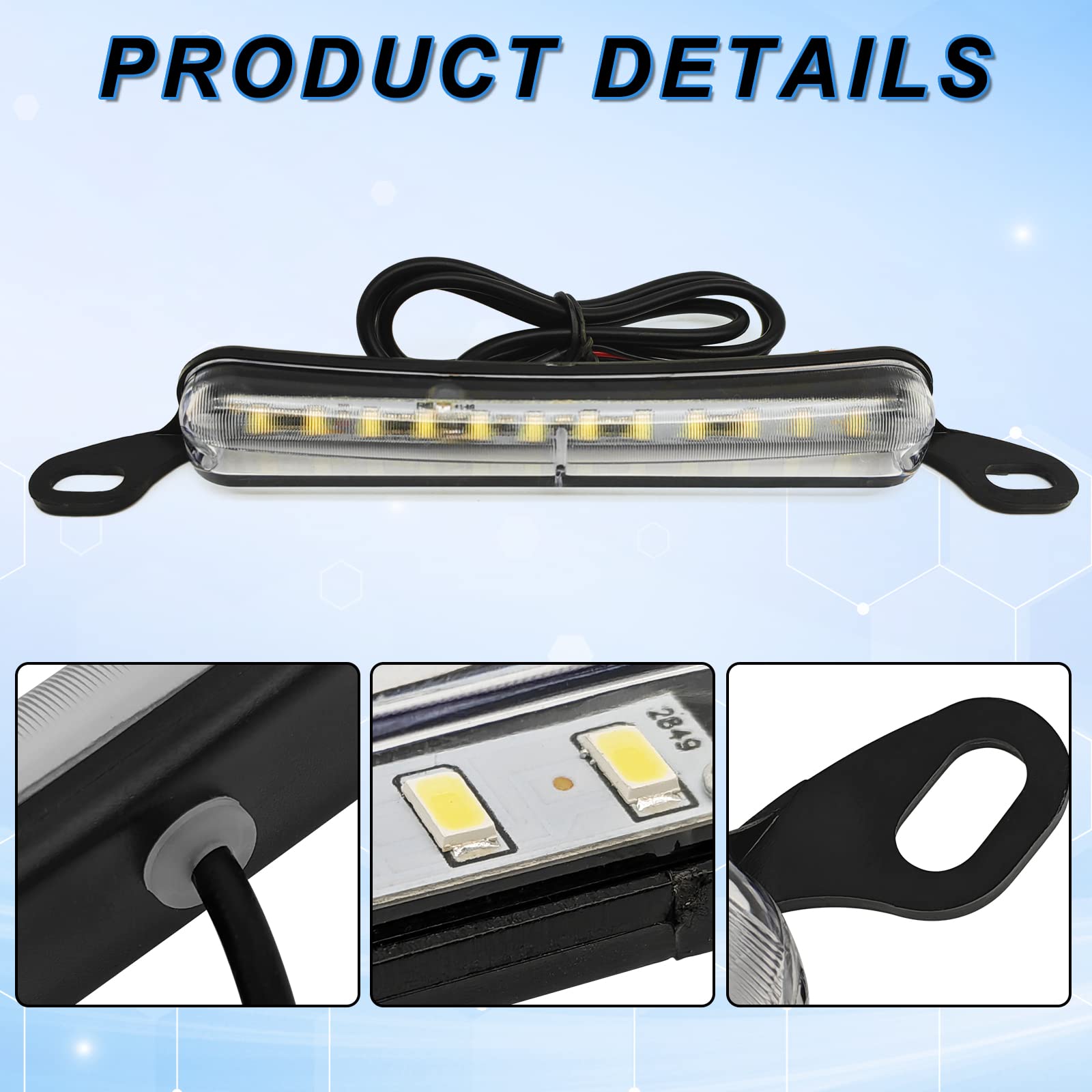 Universal LED License Plate Light Running Lamp Reverse Tail Light Assembly - Super Bright 6000K White for Car, Trailer, UTV, ATV, Truck, RV, Boat - Perfect for Night Driving, Off-Roading & Marine Use